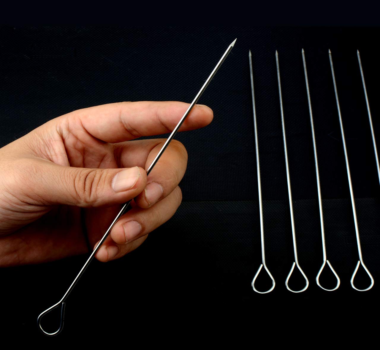 Honshen 8 Inch Stainless Steel Skewers,Roast Goose Needle Barbecue Skewers, Bbq Skewers, Shish Kebab Kabob Skewers 12 Pcs