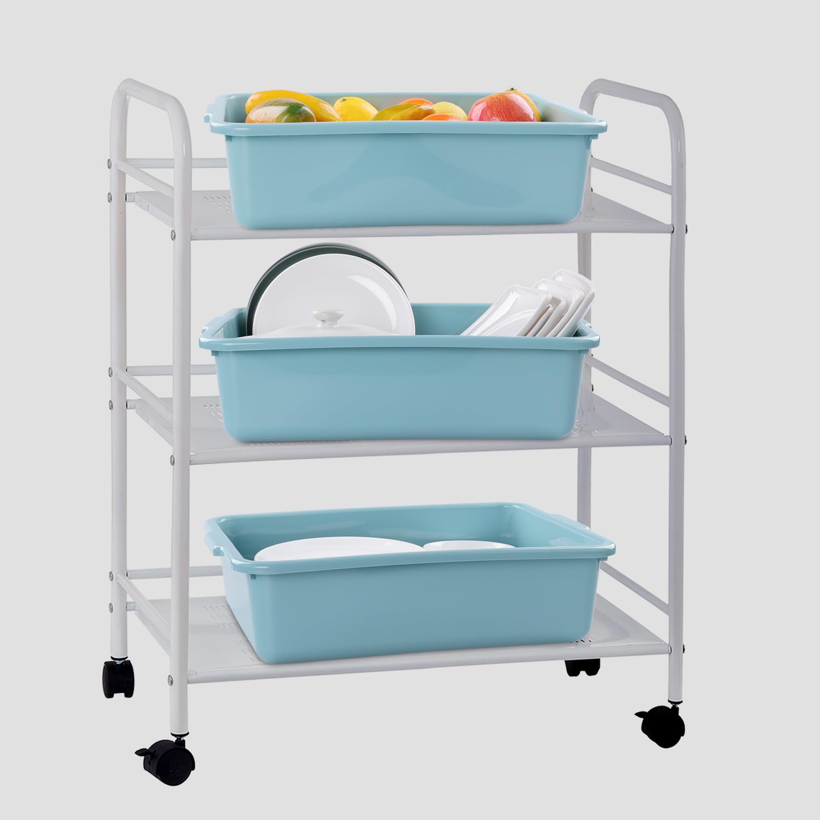 Inhouse 13 L Plastic Commercial Tote Box  Wash Tub Basin  4-Pack  Mint Green  F