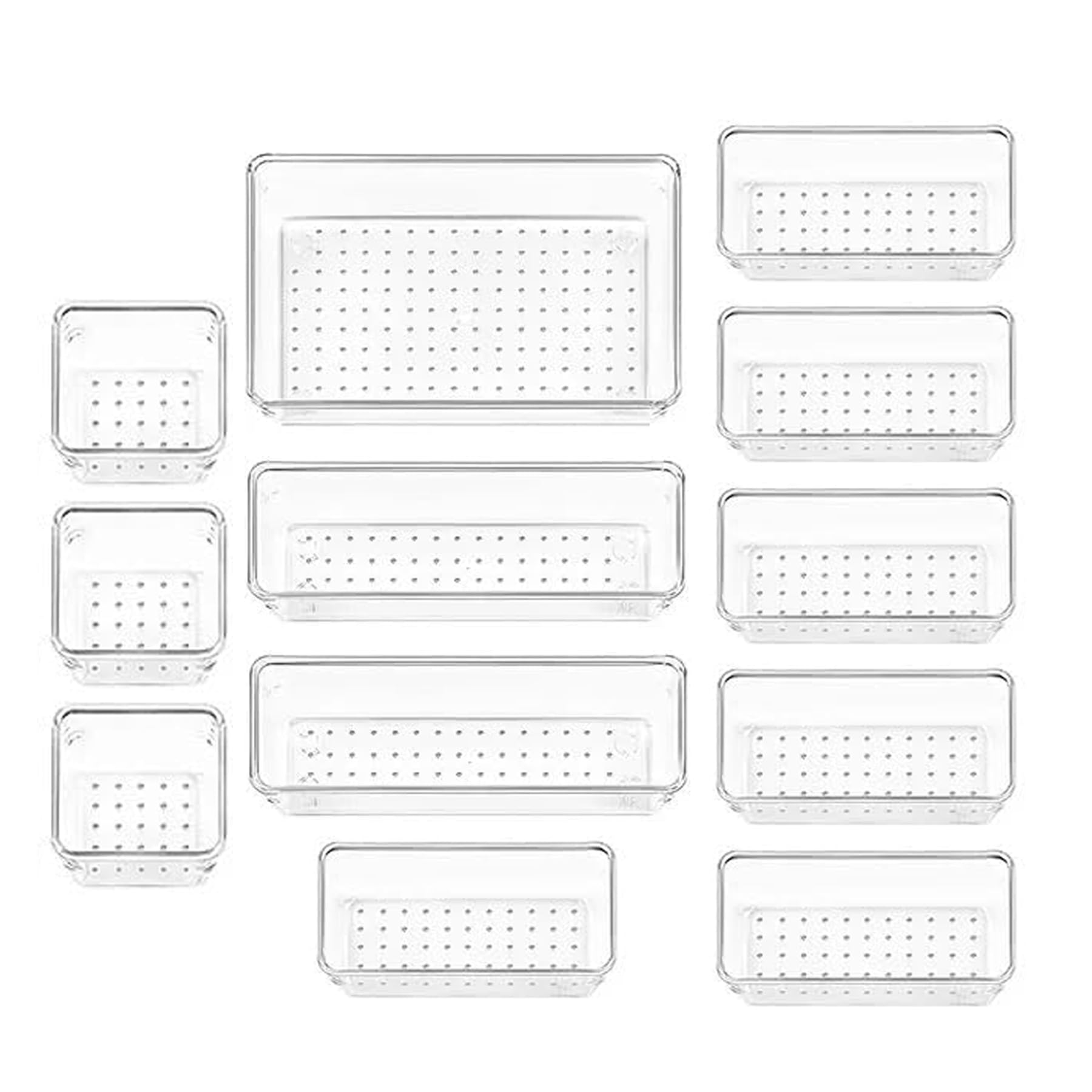 Heart Home 12 Pcs Set Storage Organizer | Kitchen Organizer | Makeup Organizer Tray Set | Desk Drawer Divider Tray | MultiPurpo
