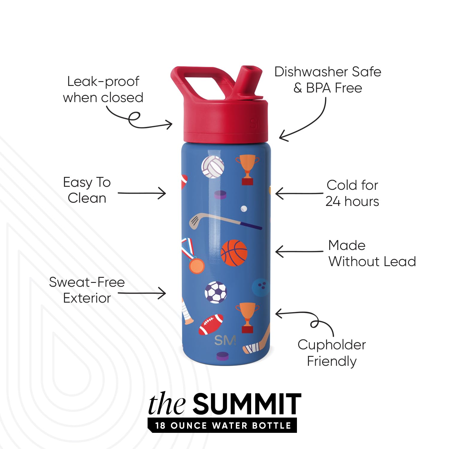 Simple Modern Kids Summit Water Bottle with Straw Lid | 18oz Stainless Steel Cup Insulated Tumbler for Toddlers, School | Sports