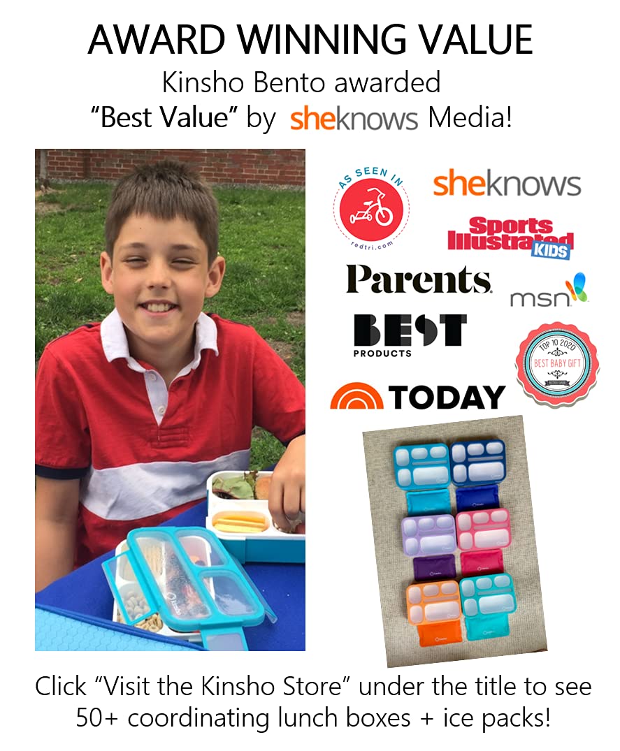 Kinsho Mini Lunch-Box Snack Containers For Kids | Small Bento-Box Portion Container | Leak-Proof Boxes For School Work Travel |