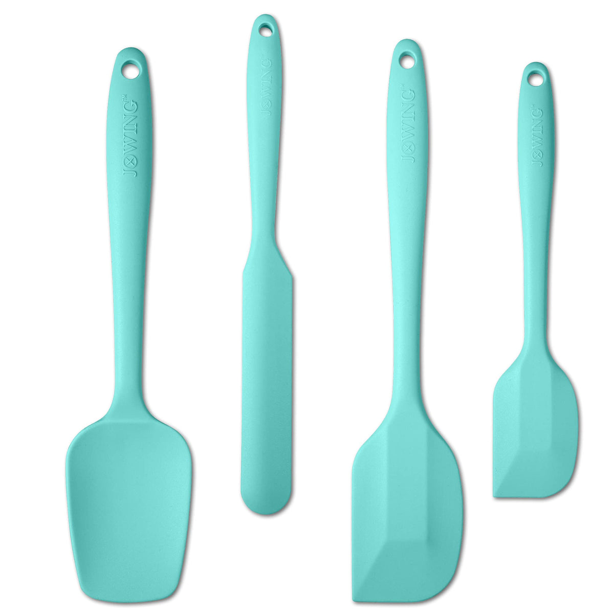 4 Piece Silicone Spatula Set, Flexible Heat Resistant Non-Scratch Baking Cooking Rubber Spatulas With Stainless Steel Core, Aqua