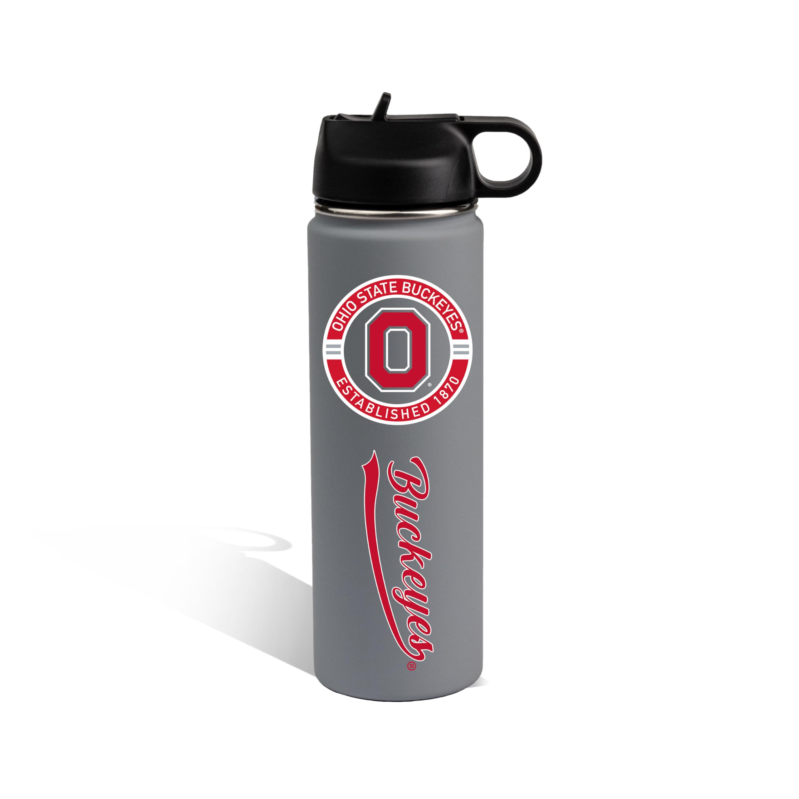 The Memory Company Officially Licensed 22oz Rubberized Water Bottle, Ohio State University