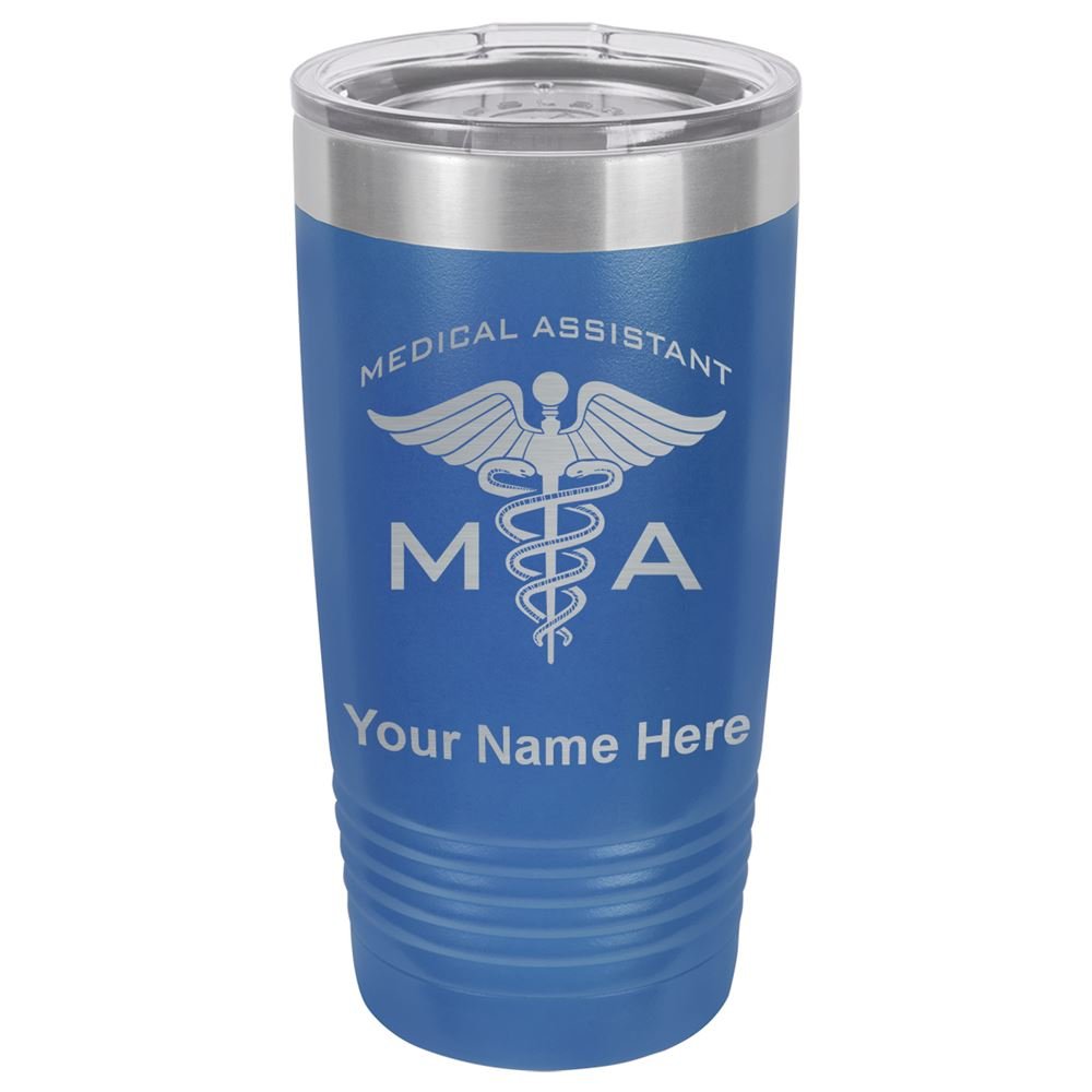 Lasergram 20Oz Vacuum Insulated Tumbler Mug, Ma Medical Assistant, Personalized Engraving Included (Dark Blue)