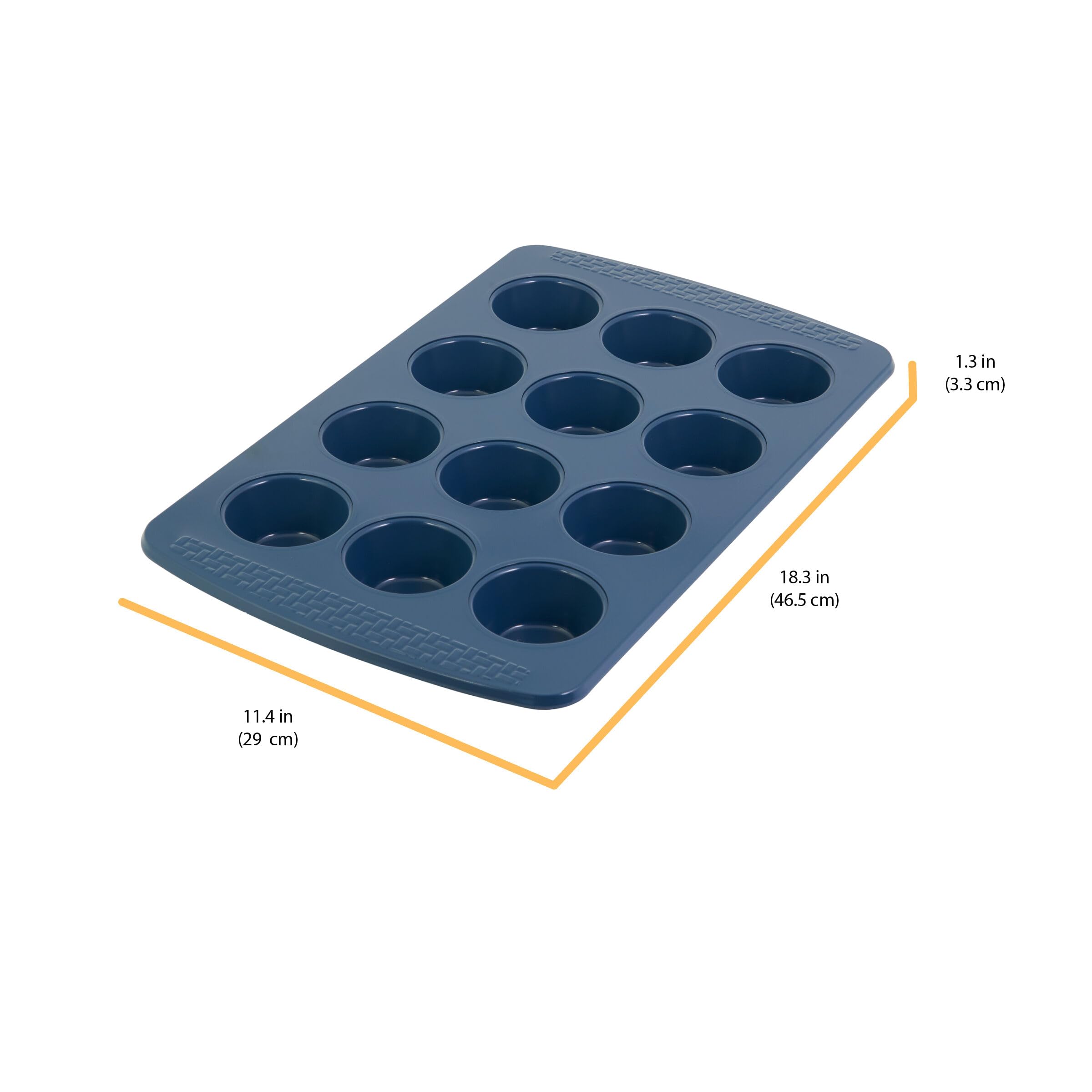 Chicago Metallic Everyday Non-Stick Muffin Pan, Perfect For Muffins, Eggbites And More! 12-Cup, Blue