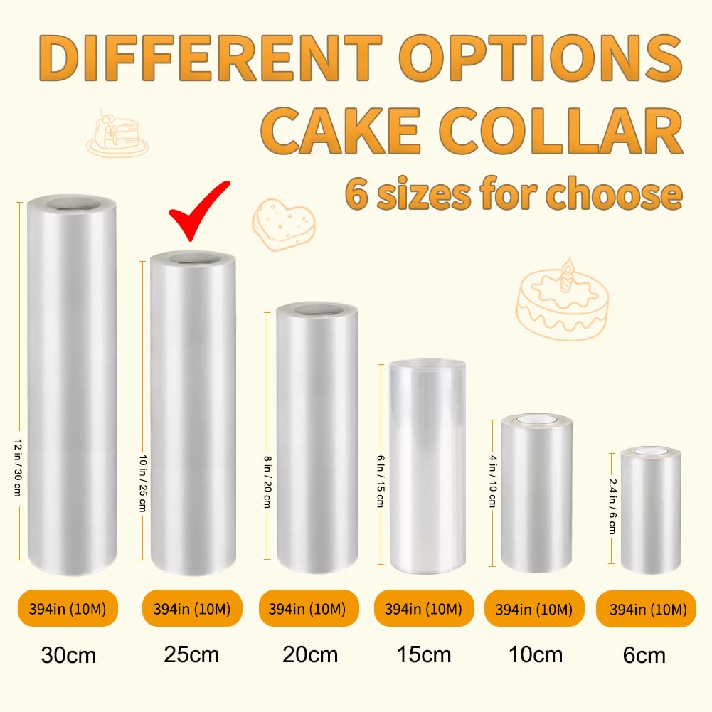 Yql Cake Collar 10 Inch,Acetate Cake Collar Roll Diy Acetate Sheet Baking Transparent Mousse Cake Sheets Surrounding Edge Clear