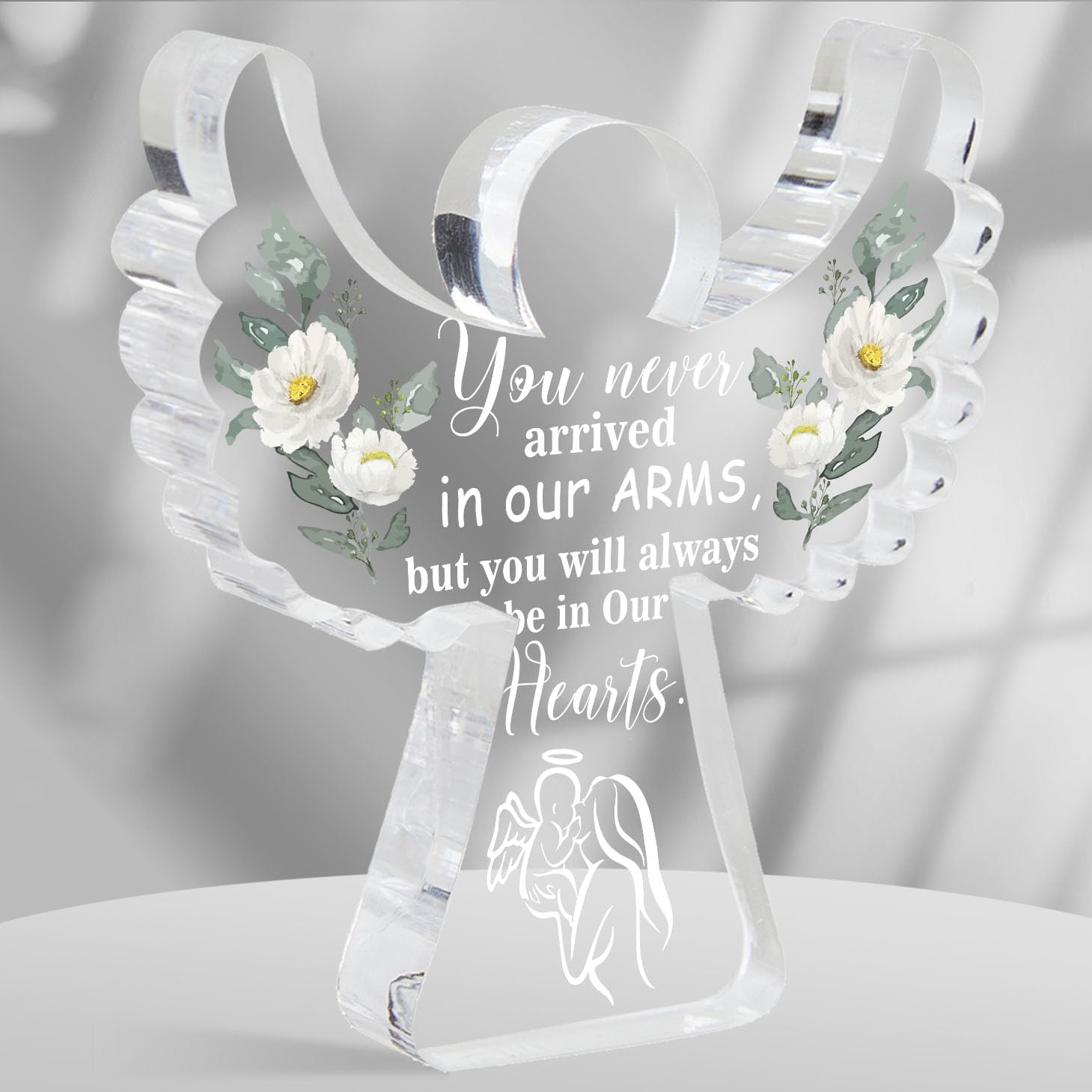 Miscarriage Gifts for Mothers, Miscarriage Condolence Gifts for Mothers, Angel Acrylic Desk Sign Decor, Grieving Gift, Sympathy 