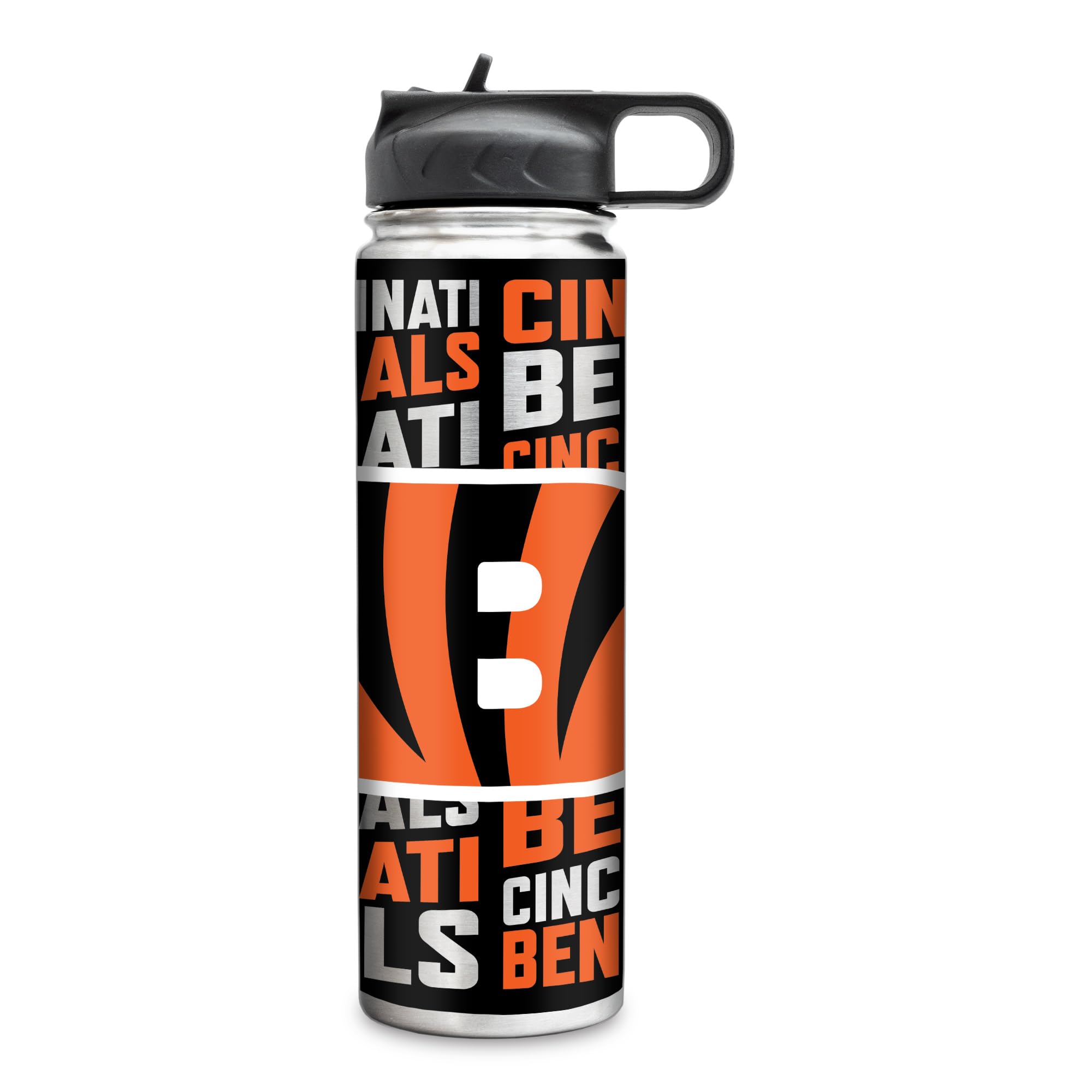 Rico Industries NFL Football Cincinnati Bengals 22oz Stainless Steel Tumbler with Lid - Great For Coffee, Tea, Water or Cocktail