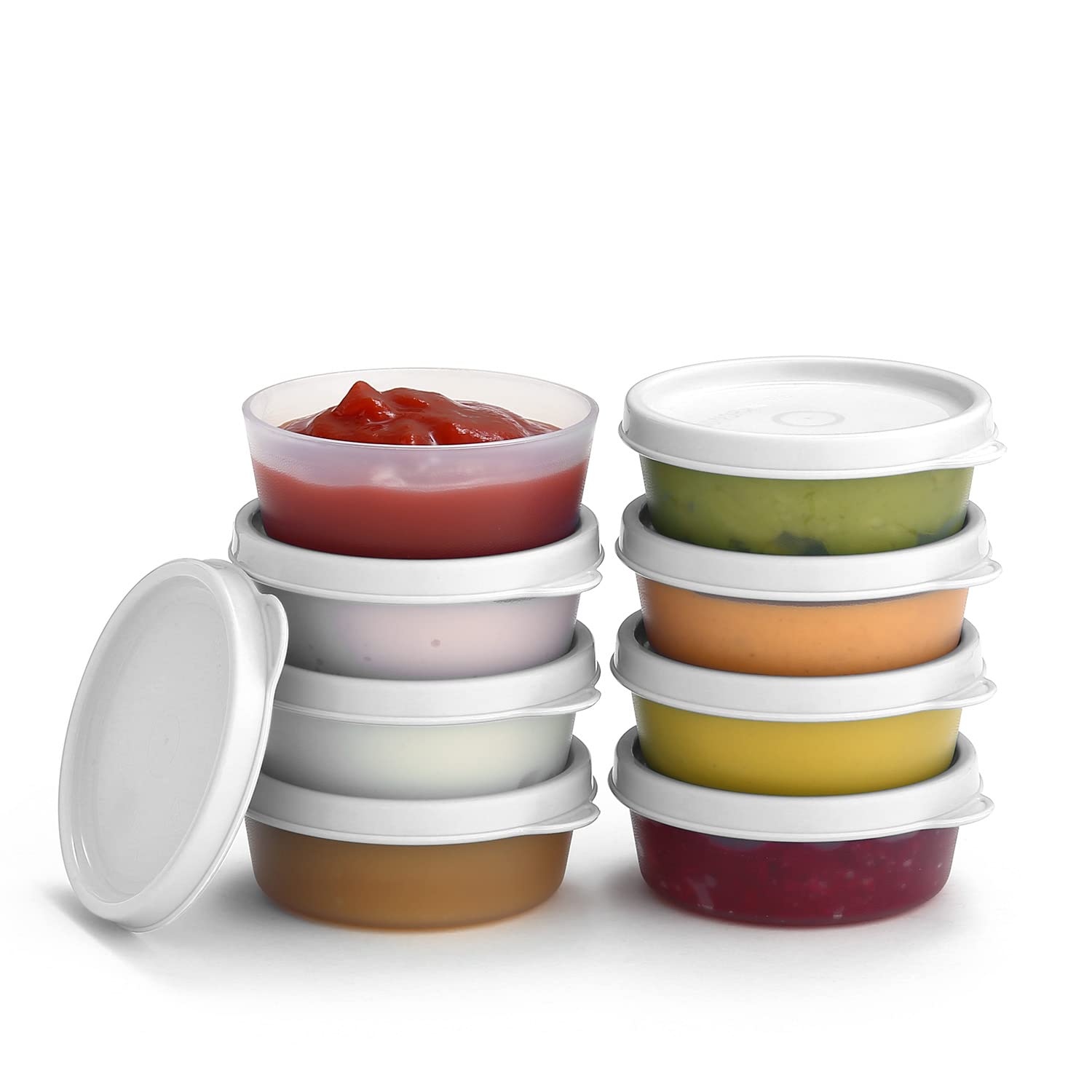 Condiment Cups Containers with Lids- 8 pk. 2.3 oz.Salad Dressing Container to go Small Food Storage Containers with Lids- Sauce 