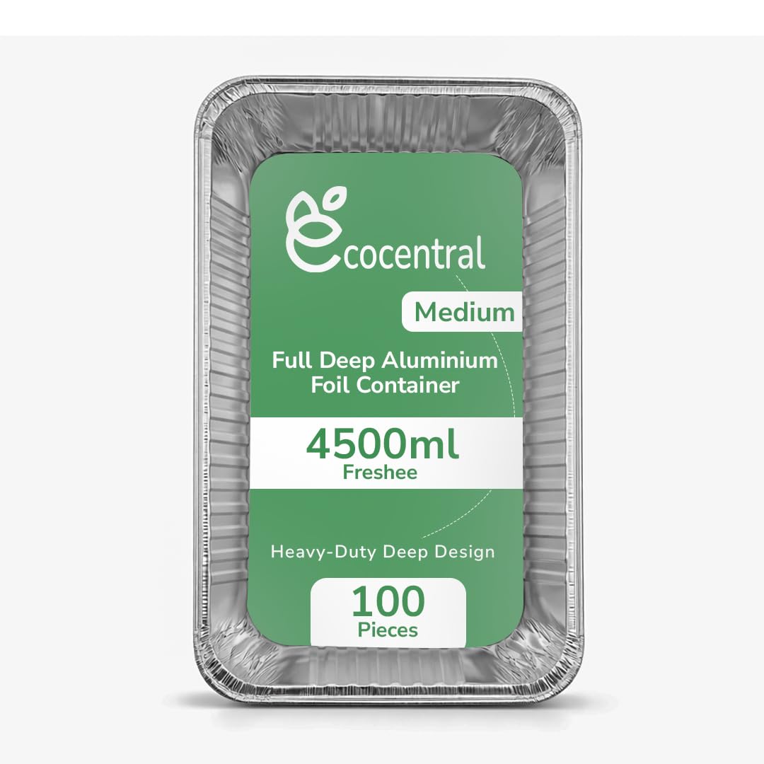 EcoCentral Aluminum Foil Pans, Heavy Duty Disposable Roasting Pans, Medium