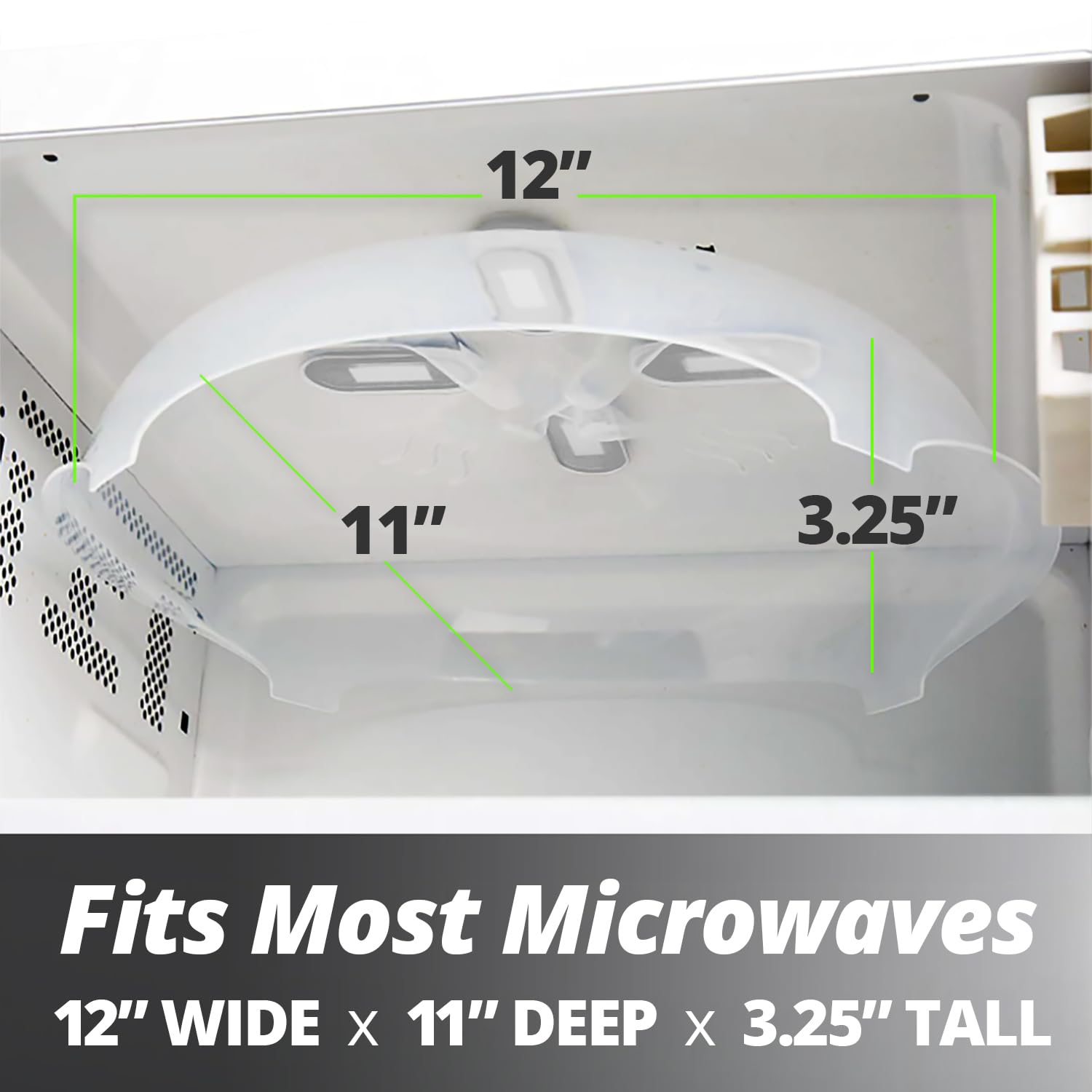 Hover Cover Magnetic Microwave Splatter Cover, Clear Microwave Cover For Food - Vented & Magnetic Microwave Food Cover, 12-Inch,