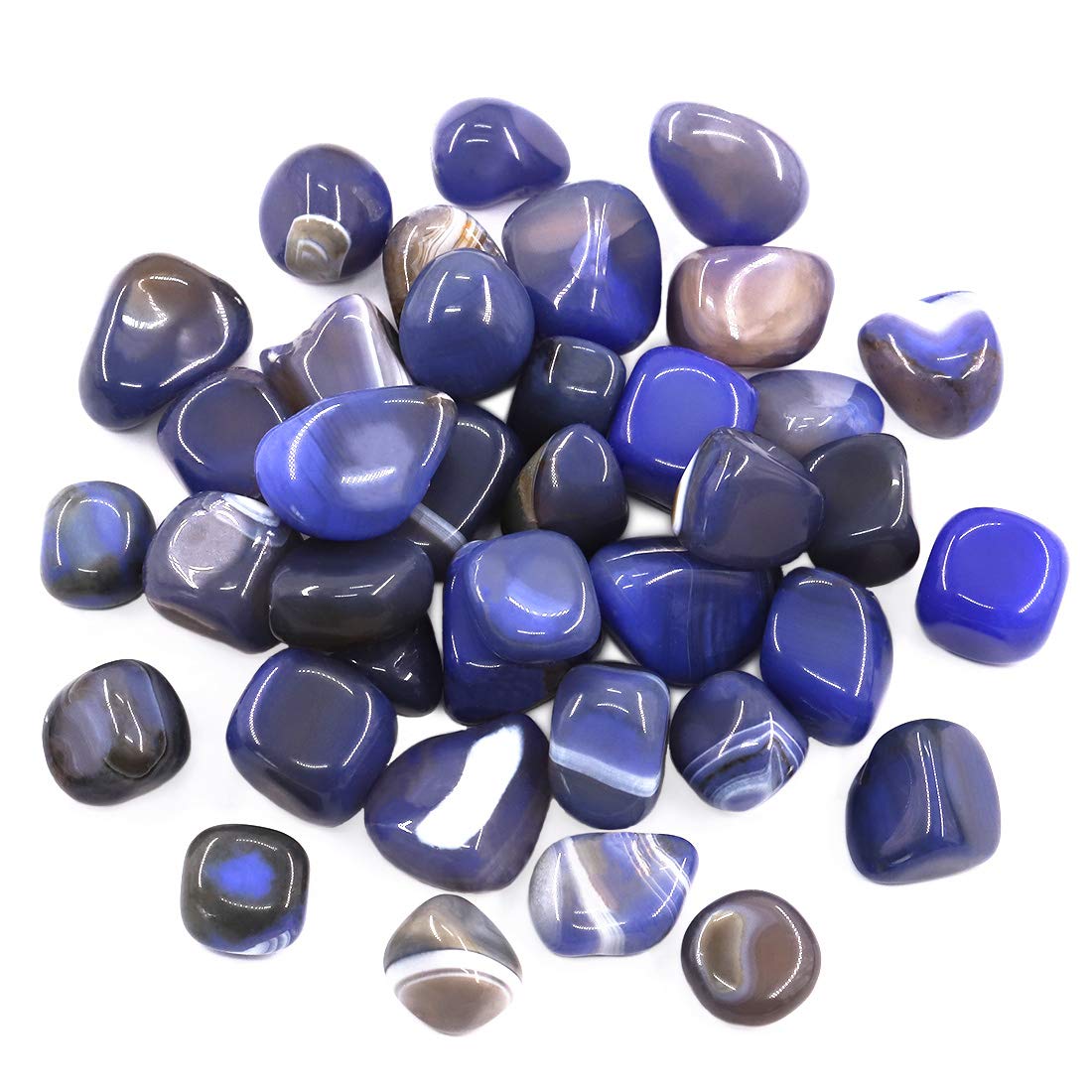 Hilitchi Blue Agate Stone Tumbled Stones for Plants Cacti & Succulents Bedding, Vase Filler, Landscape Bottom Decoration (About 