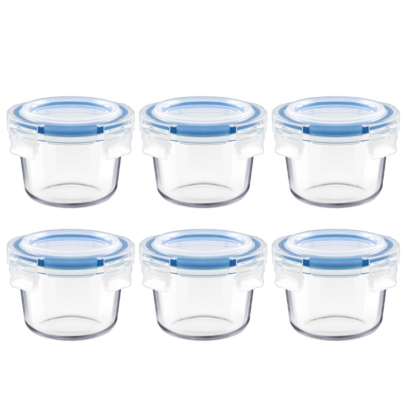 Iyulania Mini Glass Storage Containers, 7 oz Food Containers, Set of 6