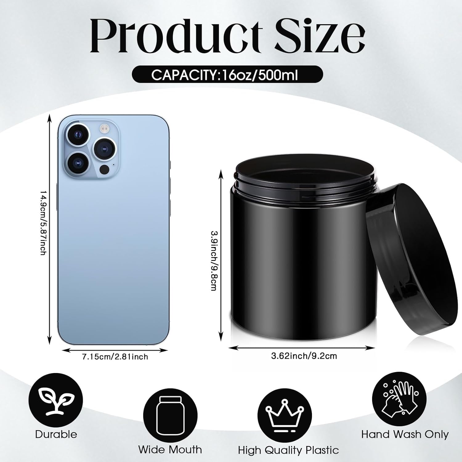 Satinior 12 Pack 16 Oz Plastic Container Jars With Lids Round Clear Travel Cosmetic Container Slime Jar For Toiletries, Lotion,