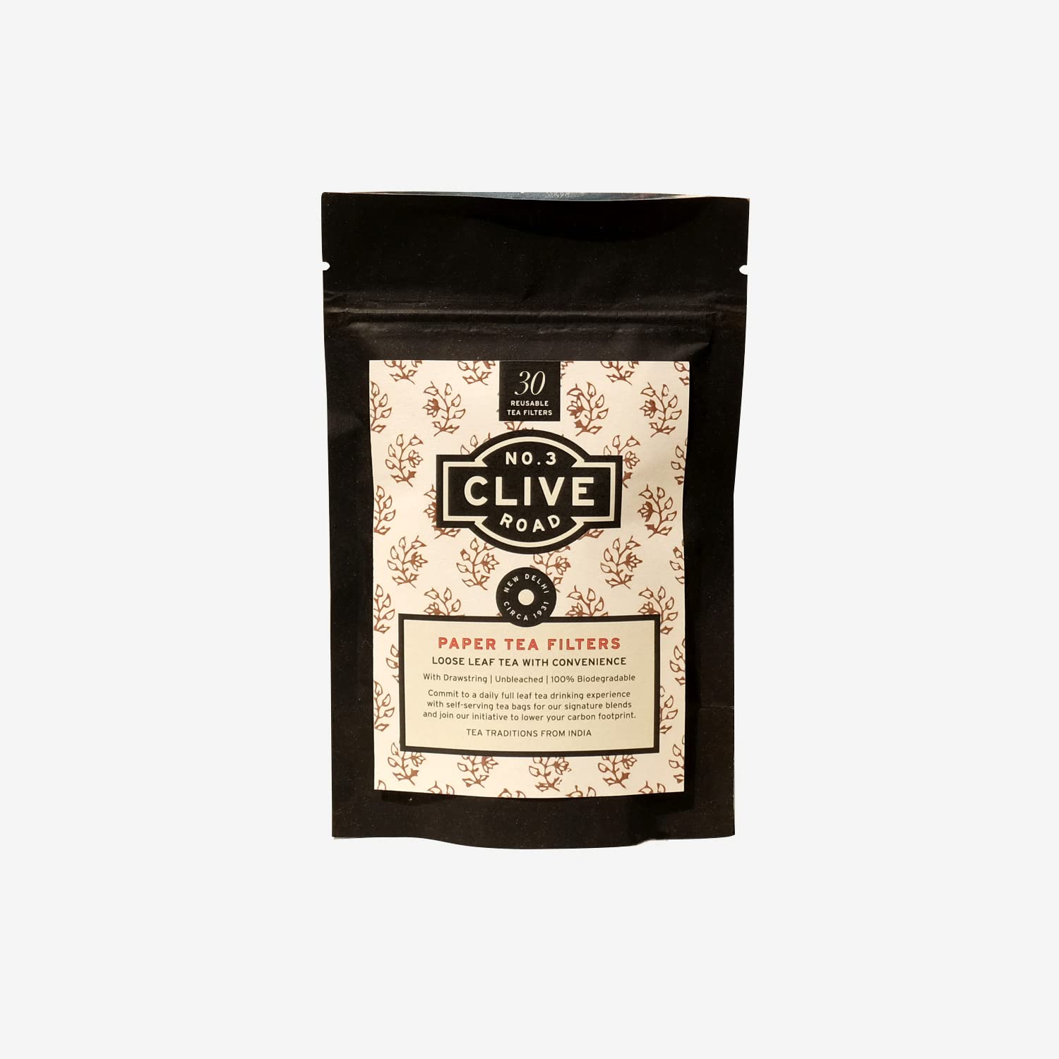 Clive Road Drawstring Tea Bags  Biodegradable And Unbleached Empty Filter, Pack Of 30