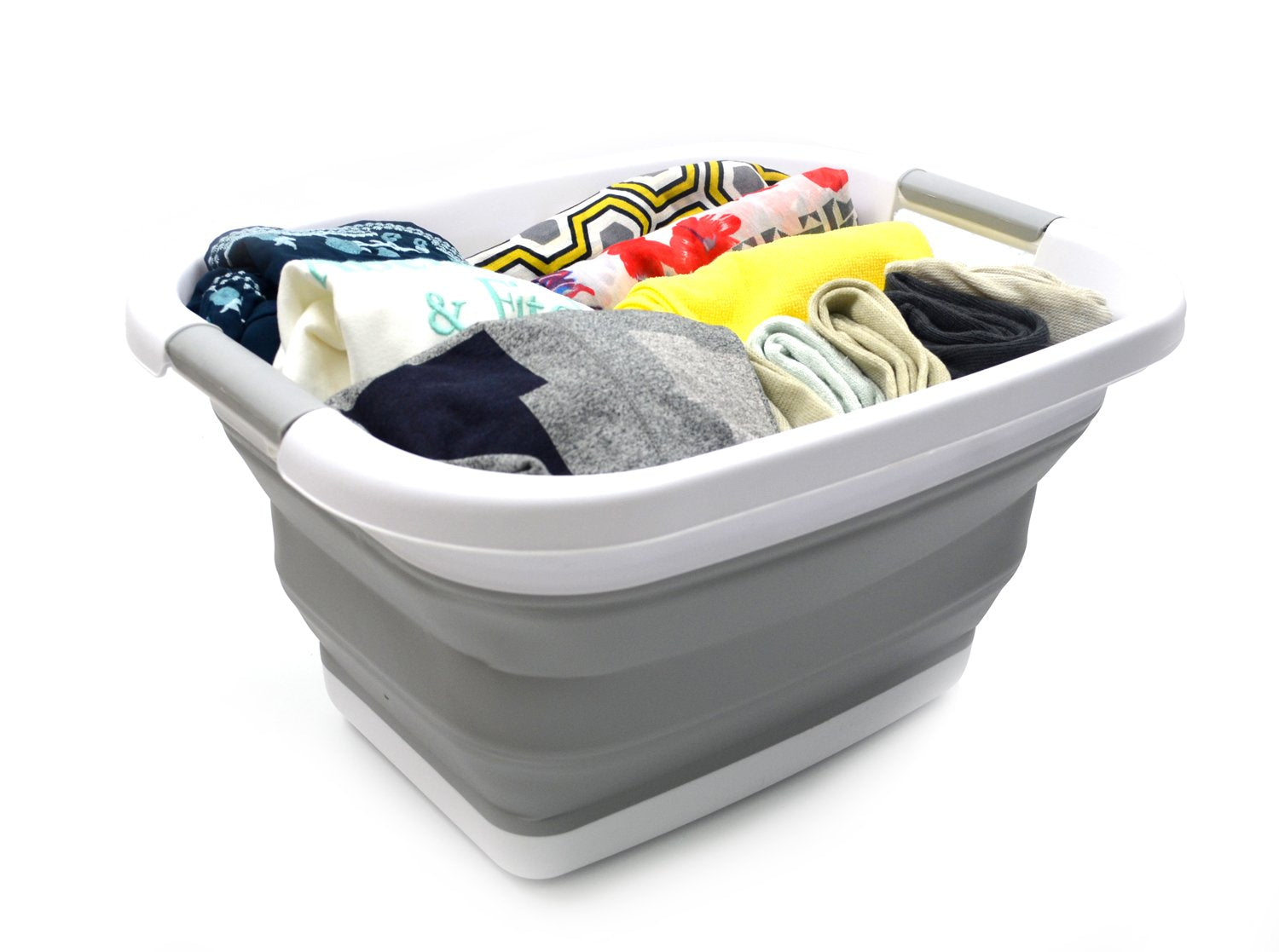 SAMMART 25L (6.6 gallon) Collapsible Laundry Basket/Tub - Foldable Storage Container/Organizer  Water capacity: 20L (5.28 gallon) (Grey)