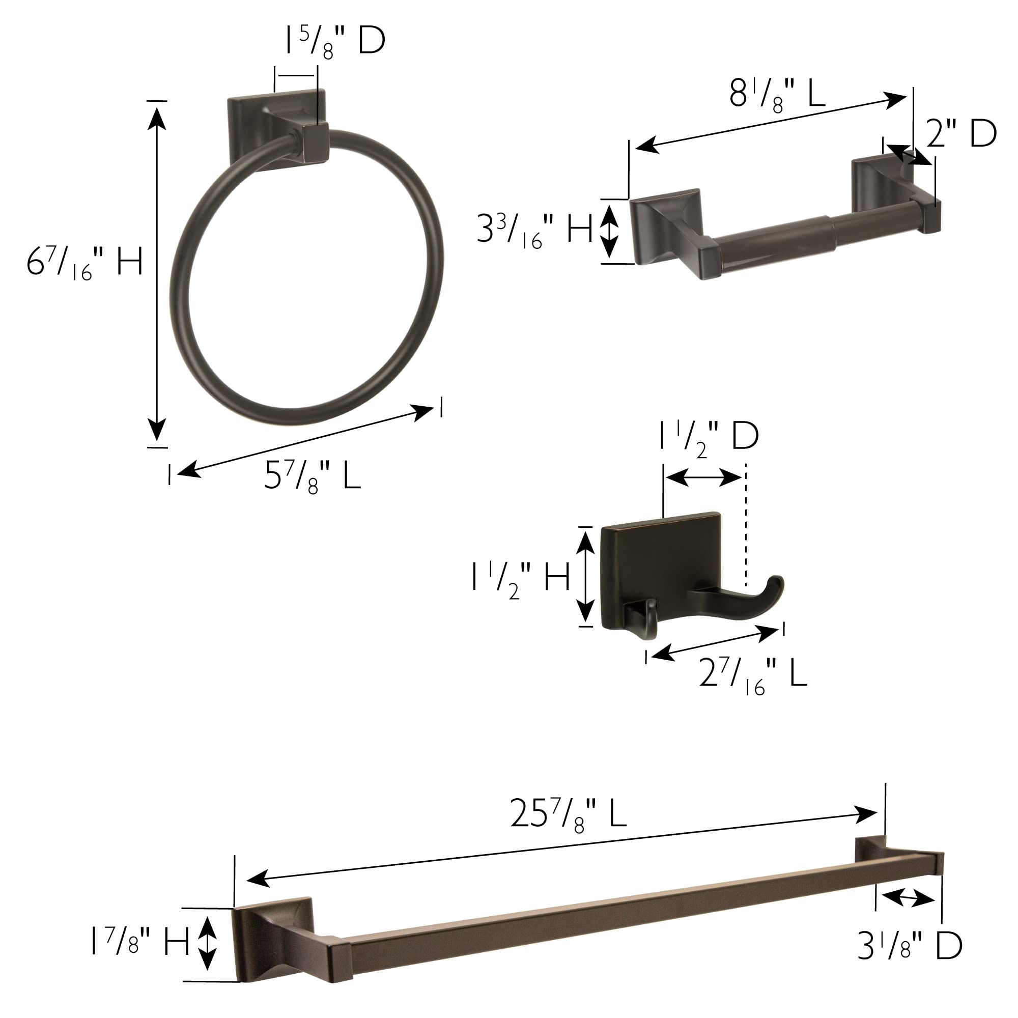 Design House 560854 Millbridge 4-Piece Bathroom Accessory Kit  Oil-Rubbed Bronze