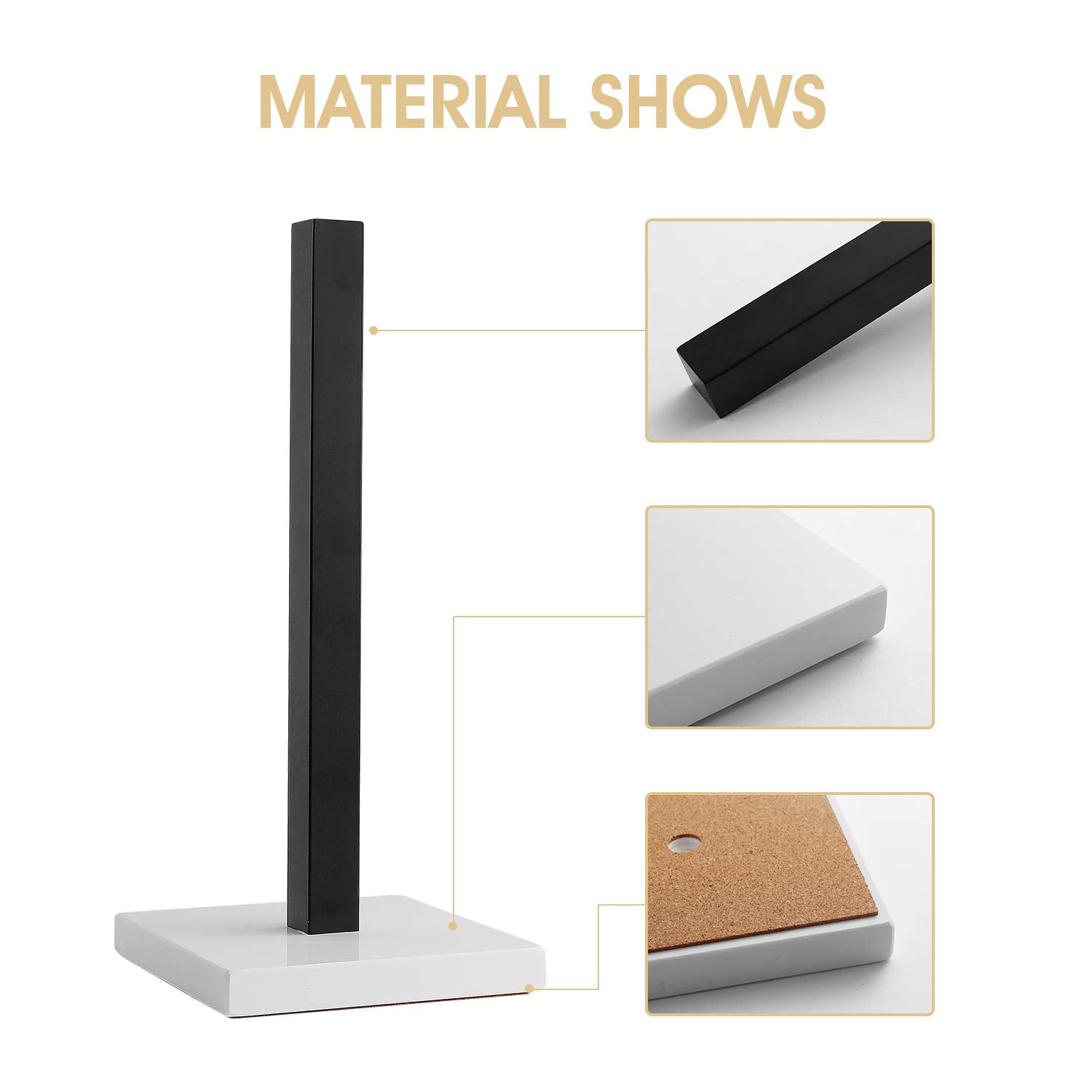 Lutavoy Paper Towel Holders Kitchen Standing Paper Towel Roll Holders With Marble Base Copper Plated(Kz60Black&White)