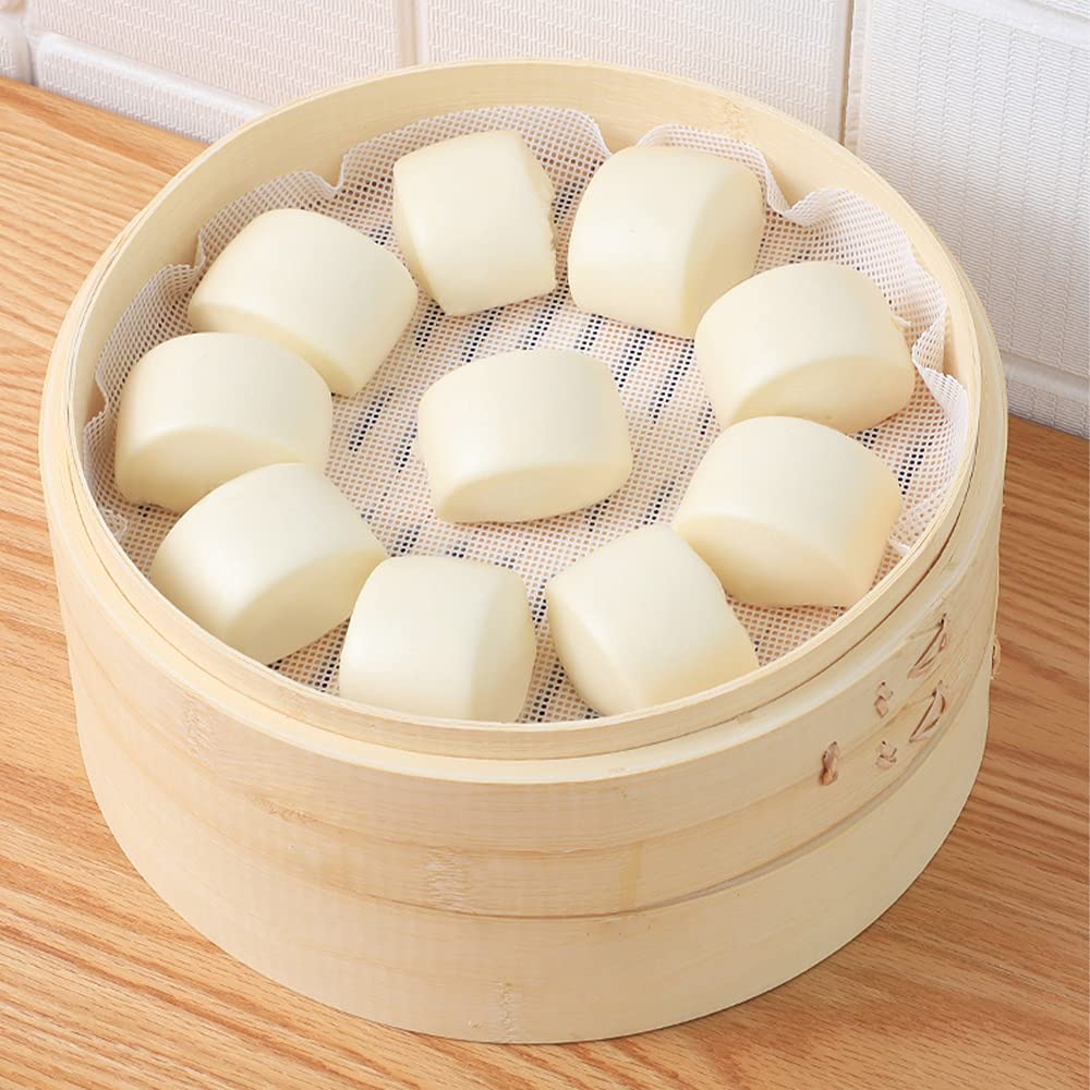 10 Pcs Silicone Steamer Mesh Mat 7 Inch Round Silicone Steamer Liners Mat Reusable Bun Steamer Pad Non-Stick Dim Sum Mesh For Ho