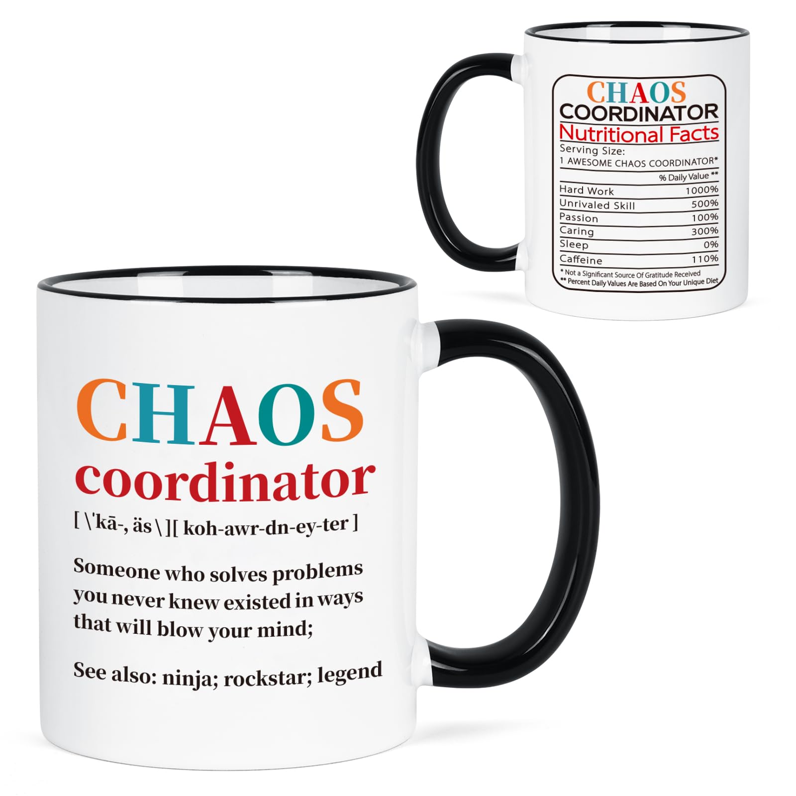 Cabtnca Chaos Coordinator Mug, Boss Day Gifts for Women Men, Administrative Assistant Gifts, Funny 11 Oz Coffee Mug