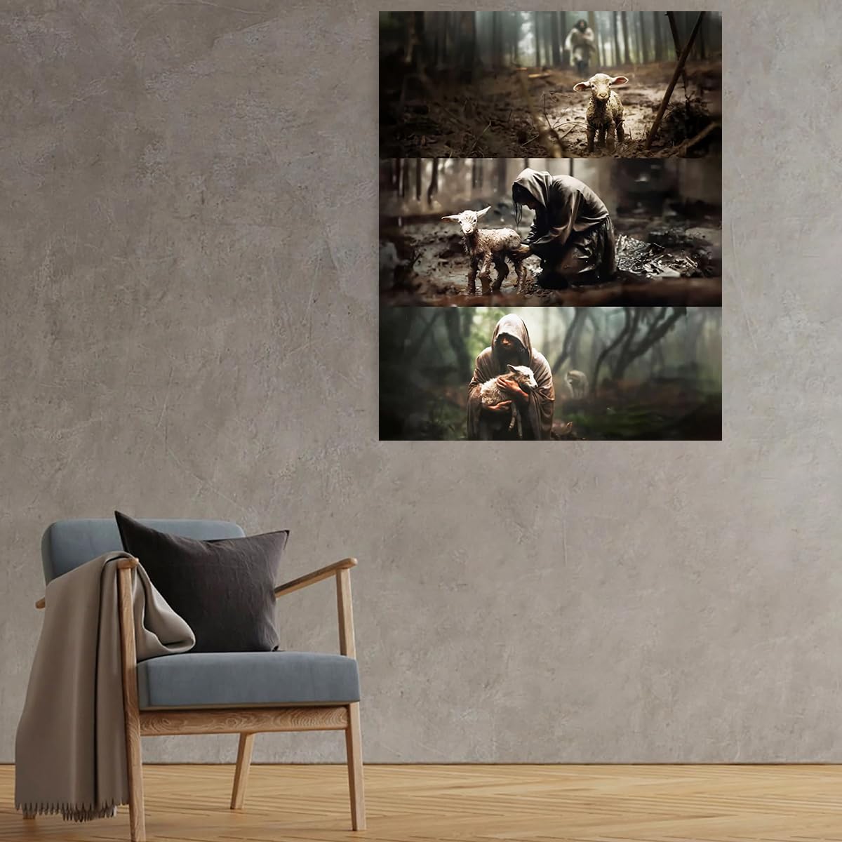 Jesus Paintings Christian Wall Art The Good Shepherd Satin Portrait Poster Print Decorative Religious Wall Decor For For Home Be