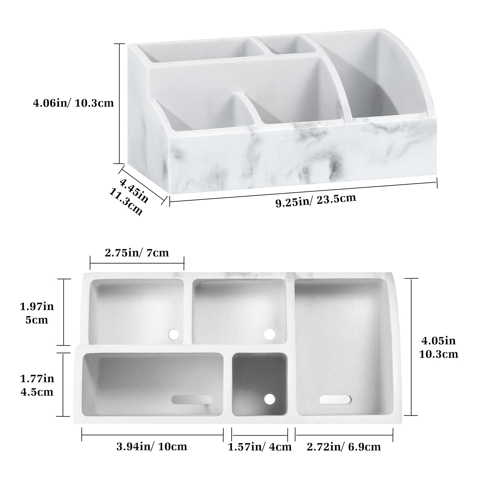 Luxspire Toothbrush Holder for Bathroom  Bathroom Organizer Countertop 5 Slot  Large Marble Bathroom Accessories Vanity Organizer for Electric Toothbrush Toothpaste Razor Lotion  Gravel White