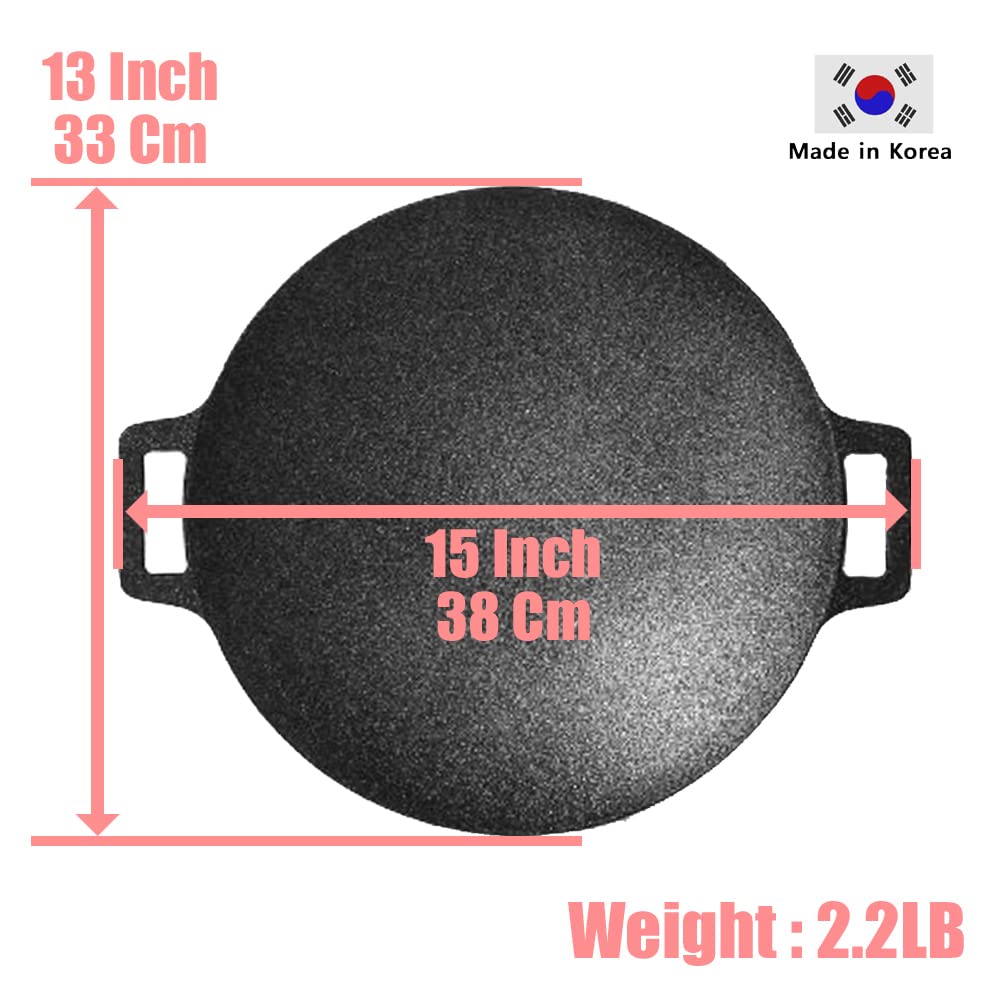 Scsp - Korean Bbq Grill Non-Stick Grill Circular Size 13 Inches[Bag Included] Made In Korea/Natural Material 6 Layer Coating/Can