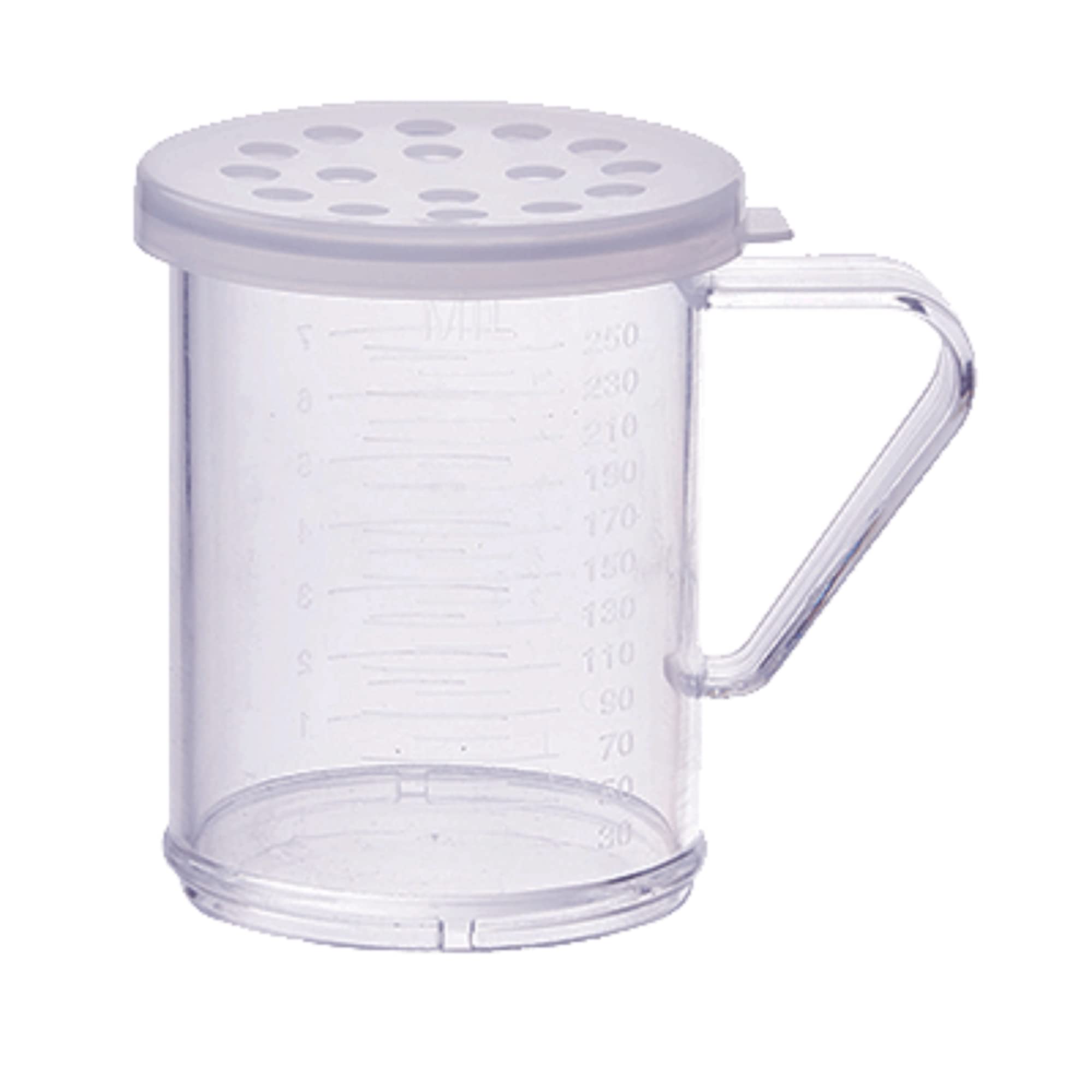 Winco Pdg-10Cxl, 10 Oz Plastic Dredge With Clear Snap-On Lid, Seasoning Sugar Spice Pepper Shaker With Extra Large Holes