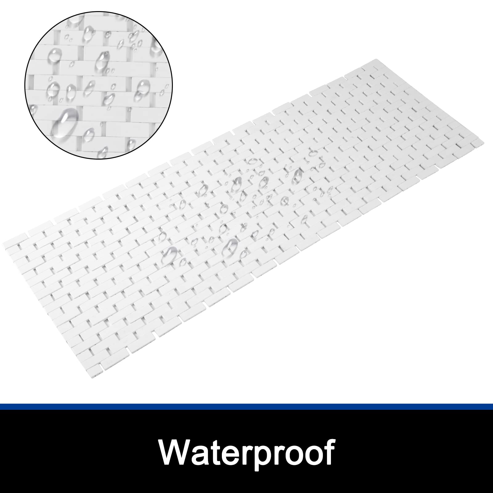 Bamboo Bath Mat Bathroom Runner Long Large Rugs Floor Wood Shower Bathtub Waterproof Non Slip Accessories 16X48 Inch Easy To Cle