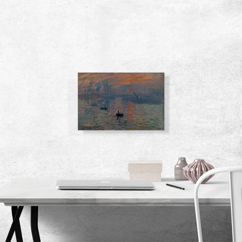 Artcanvas Impression Sunrise Canvas Art Print Stretched Framed Painting Picture Poster Giclee Wall Decor By Claude Monet - 18''