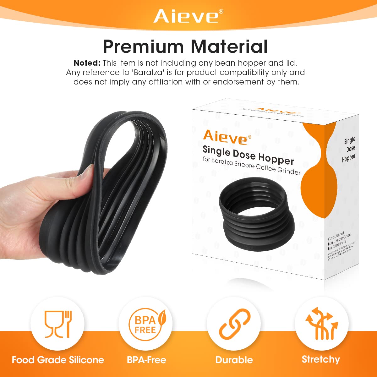 Aieve Silicone Coffee Hopper Bellow Compatible With Baratza Encore Grinder Esp/Virtuosa+ Coffee Grinder