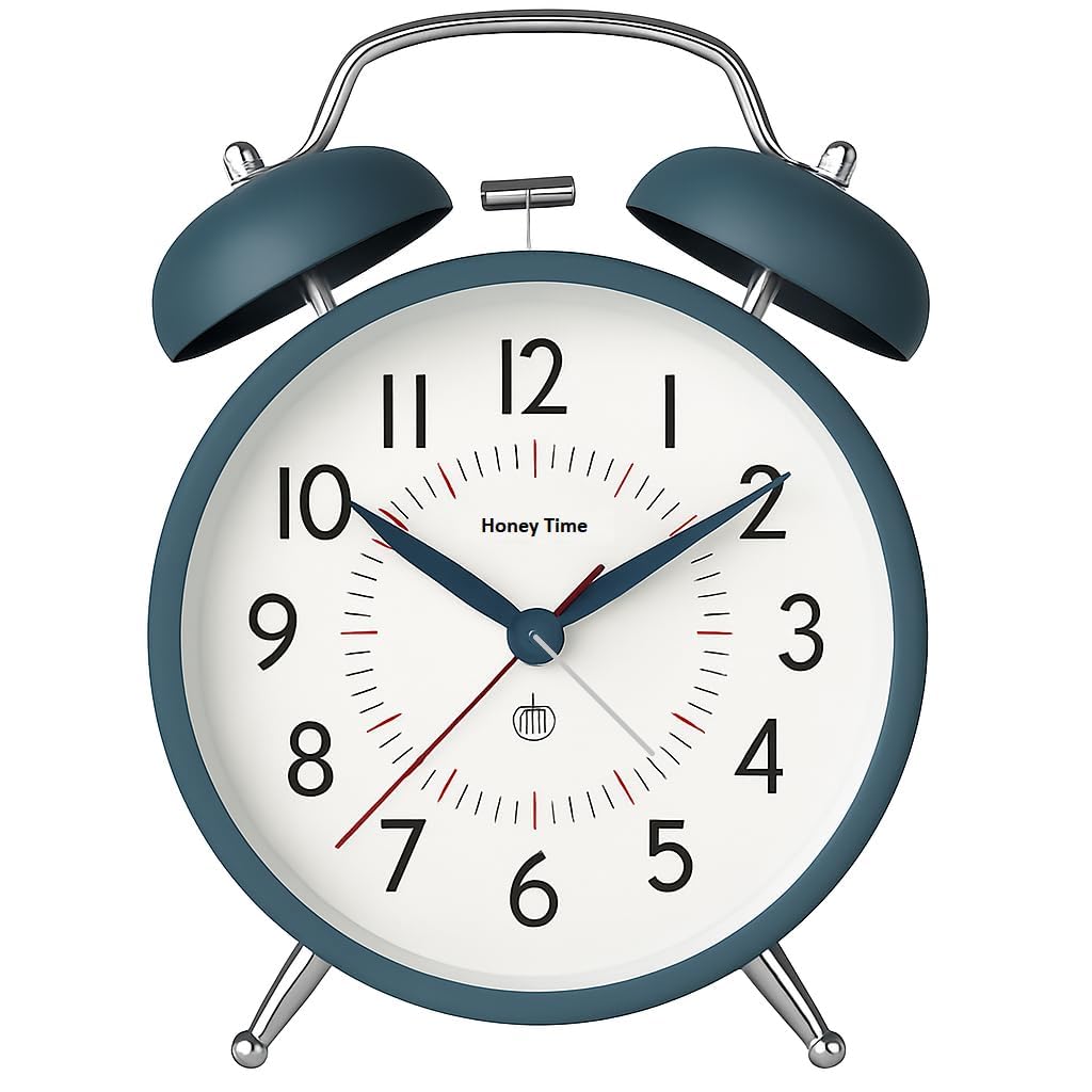 Cbk Metal 4.5-Inch Analog Alarm Clock For Adults And Heavy Sleepers, Loud Twin Bell Table Clock With Backlight Alarm Clocks For 