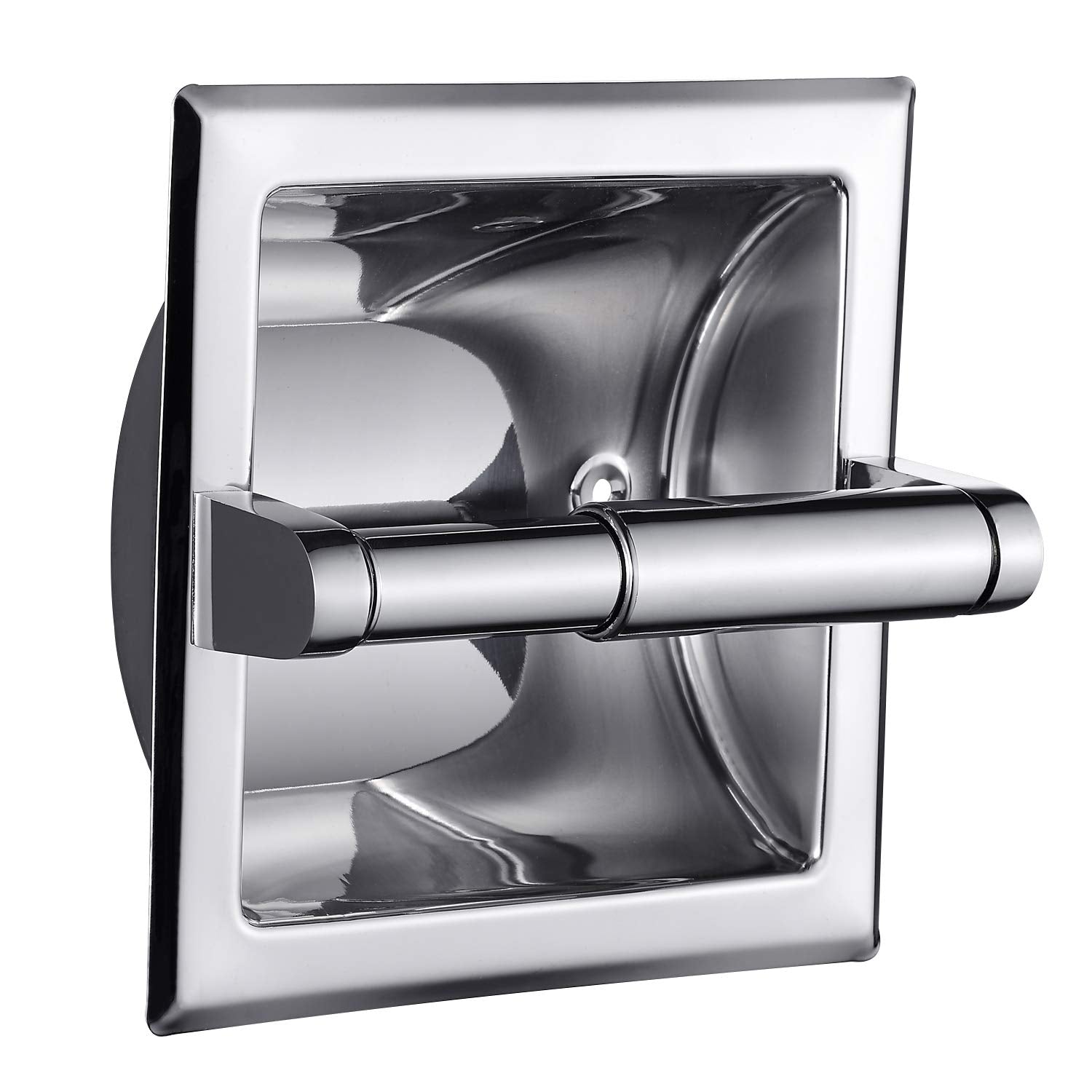 Smack Polished Chrome Recessed Toilet Paper Holder, Bathroom Wall Mount Recessed Toilet Tissue Roll Paper Holder Include Rear Mo