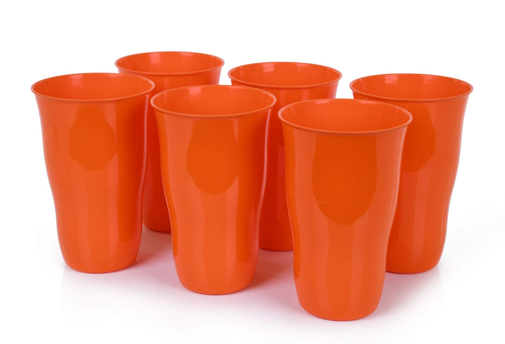 Mintra Home Reusable Plastic Cups 21 Ounce Tumbler - Pack Of 6 (Orange) For Party, Kids, Home, Kitchen, Events, Drinks And Drink