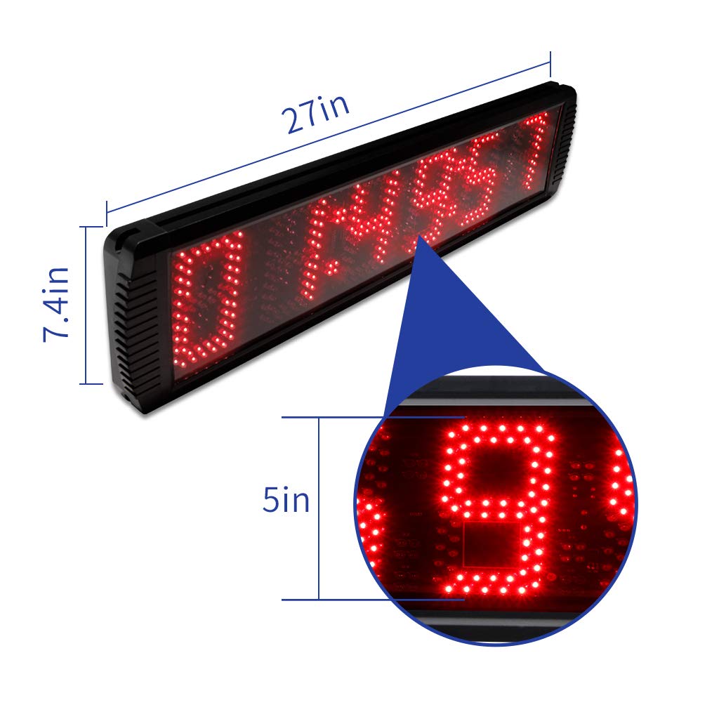 Ganxin 5 Inch 6-Digit Led Race Timing Clock, Running Event Gym Timer Clock For Countdown/Count Up,12/24 Hour Real Time Clock, St