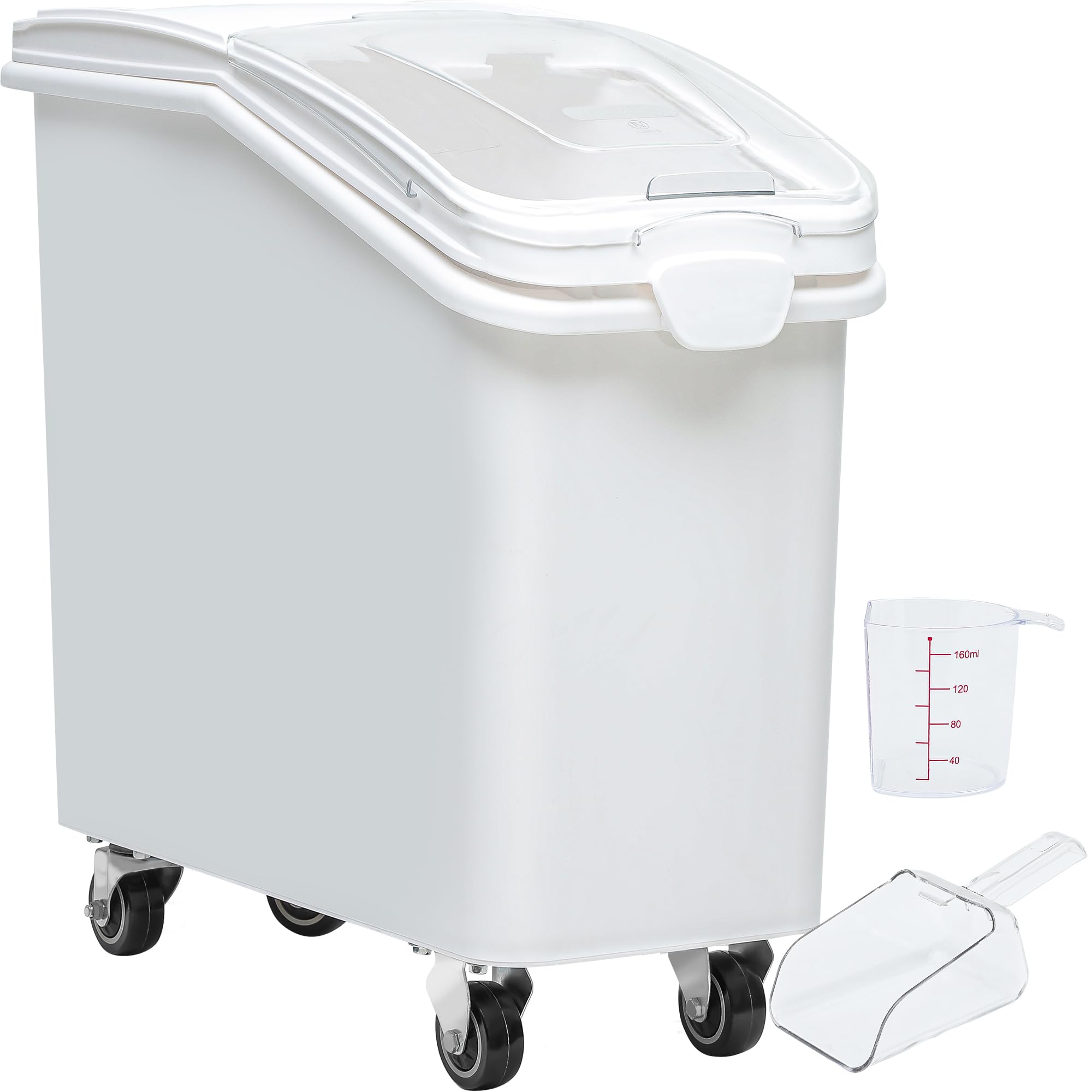 YITAHOME 27 Gallon Ingredient Bin, Commercial Food Container with 625 Cups, Large Flour Storage Container Bin with 360 Wheels, S