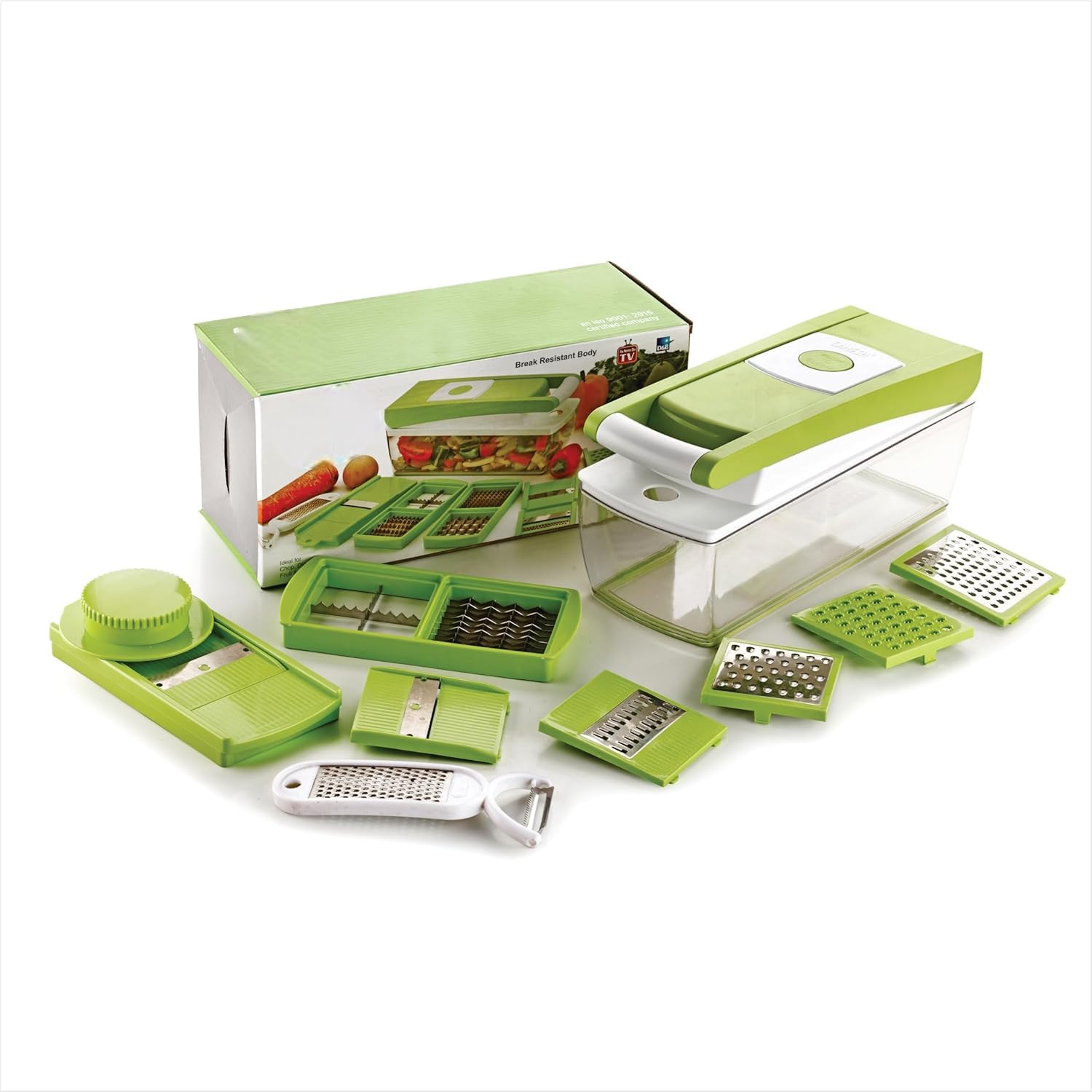 14In1 Multifunction Vegetable Chopper & Slicer With Storage Container | Manual Food Cutter, Dicer, Grater, Julienne & Mandolin