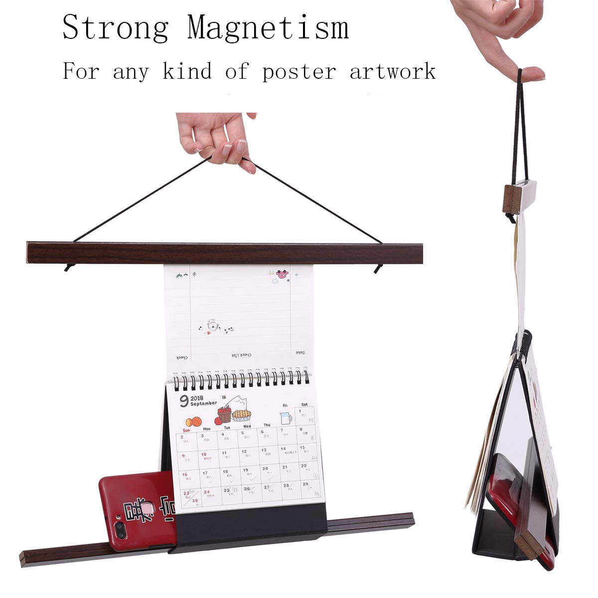 Ywlake Magnetic Poster Hanger, 17X24 17X11 17X22 Poster Frame Wood Wooden Magnet Print Posters Dowel Scroll Hanger Hangers Hangi