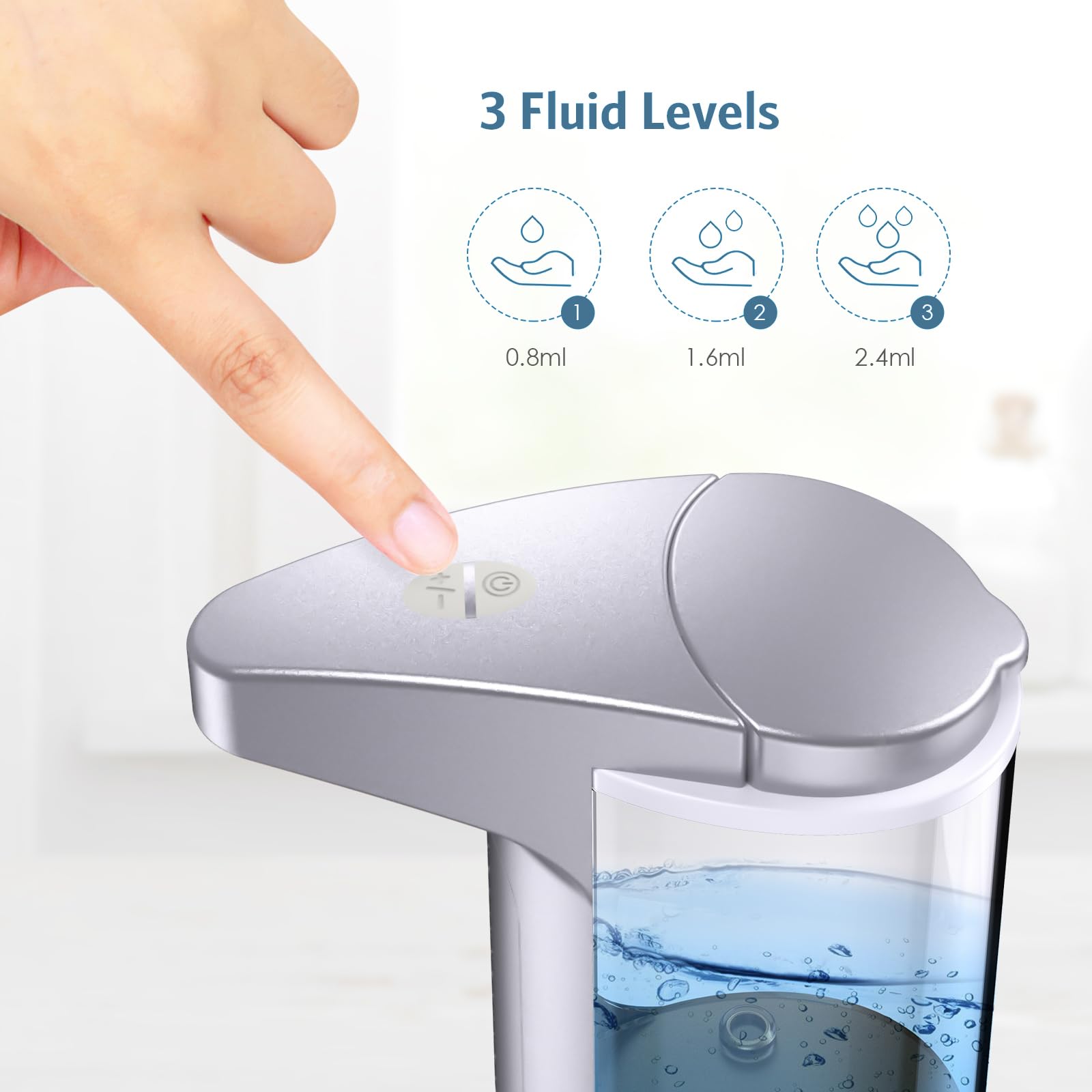 Ankilo 12.5Oz Automatic Liquid Soap Dispenser, Touch-Free Battery Operated Adjustable Soap Dispensing, Volume Premium For Kitche