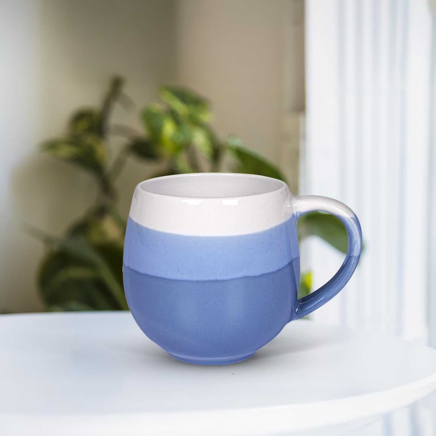 U & U UNIQUE UTILITIES Ceramic Coffee Mug Milk Cup for Home & Office Gift - 450 ML (Grey-Blue)