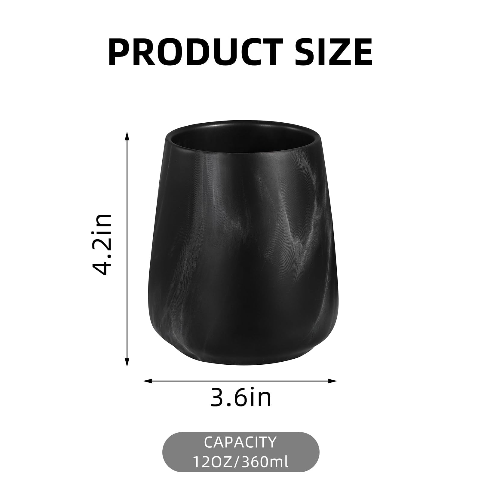 2Pcs Toothbrush Holder For Bathroom - Marble Black Ceramic Tooth Brushing Holders Set, Toothbrush Cup & Toothpaste Organizer For