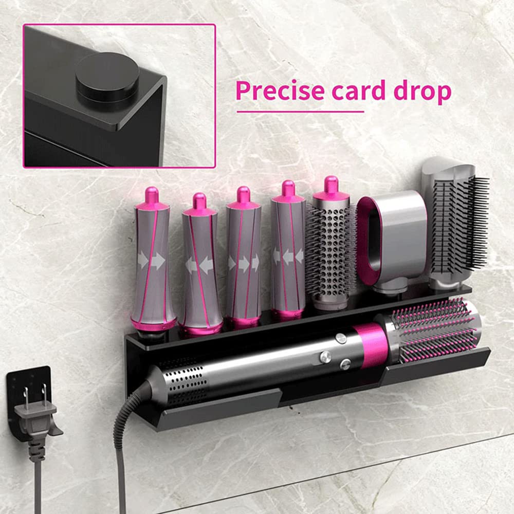 Wall Mount Holder For Dyson Airwrap Styler Hair Curling Iron Wand Barrels And Brushes Storage Stand Rack With Cord Organizer Acr