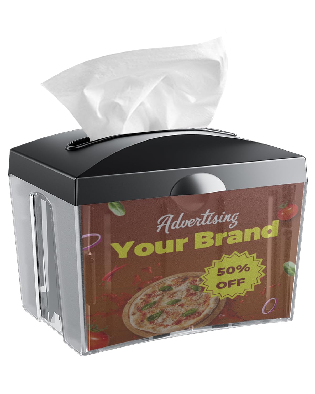 Tabletop Napkin Dispenser, Commercial Paper Napkin Dispensers, Black, 8'' X 6.1'' X 6.5'', Chuangdian