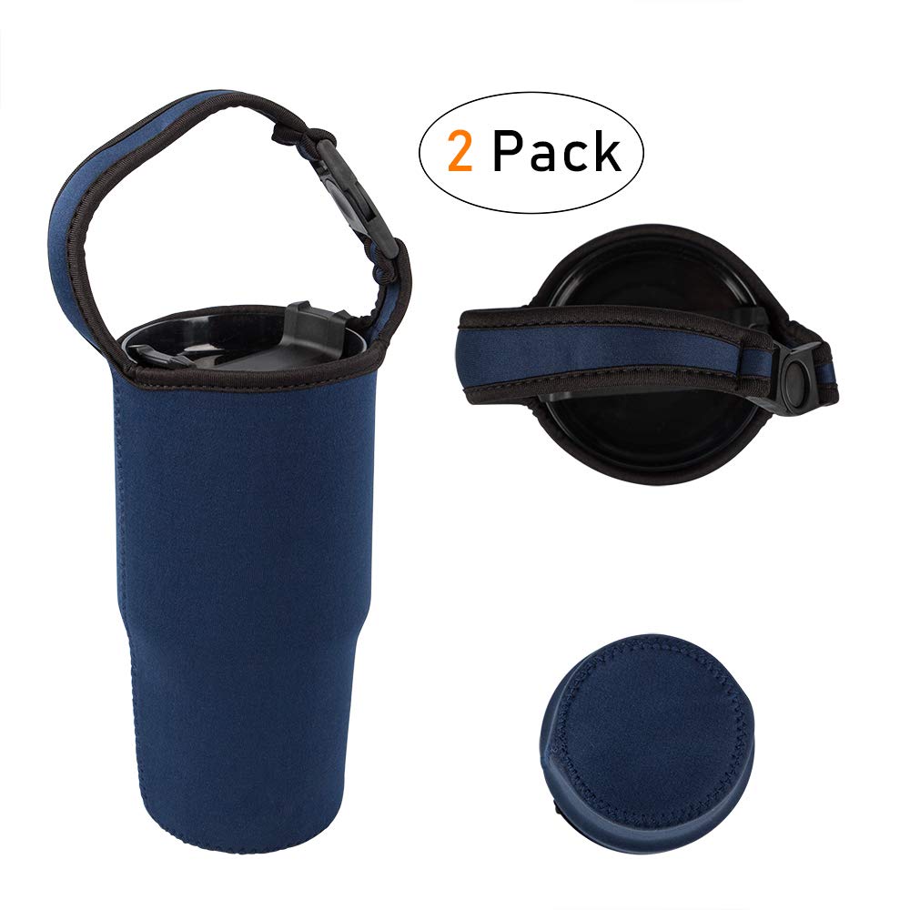 Findtop Set Of 4, Tumbler Carrier Pouch And Holder For All 30Oz Travel Insulated Coffee Mug, 2 Pack Black & Navy Tumbler Carrier