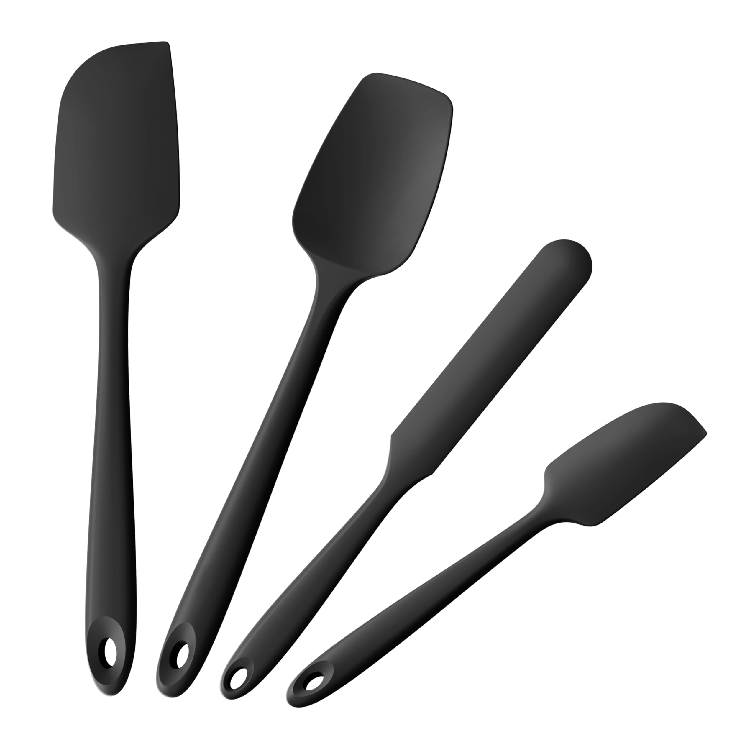 Doosu 600F Heat Resistant Silicone Spatula Scrapers (Set of 4, Black)