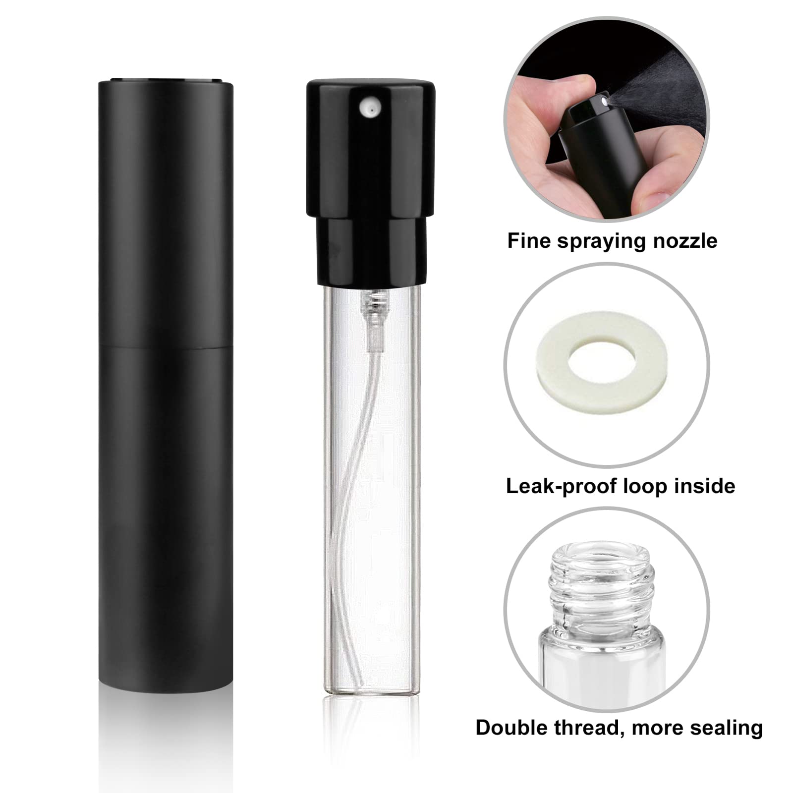 Zingso Refillable Travel Perfume Atomizer Bottles, 2 Pcs 10Ml Mini Portable Spray Bottles Refillable Perfume Aftershave Atomizer