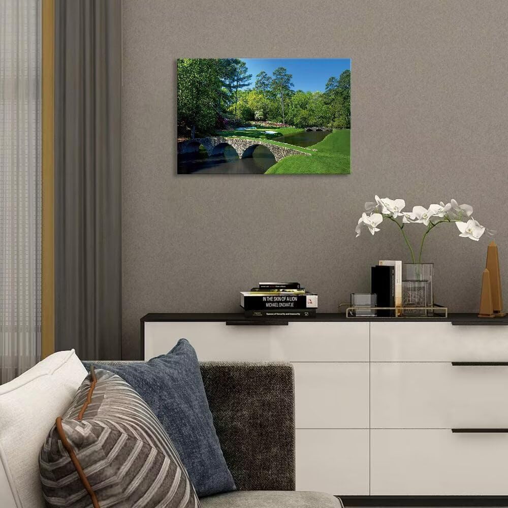 Chenchenart Augusta National Golf Course Wall Art - Augusta Golf Course 12Th Hole Wall Art For Living Room Bedroom Bathroom Home