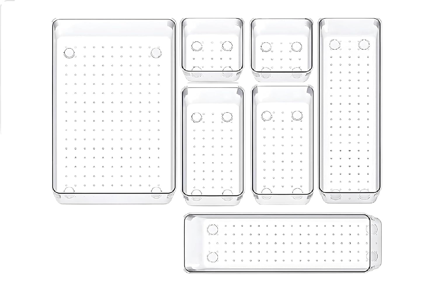 Zeinwap Desk Drawer Organizers Trays Set Clear Plastic Storage Bins Bathroom Drawer Tray Dividers Vanity Trays Organizer Bedroom