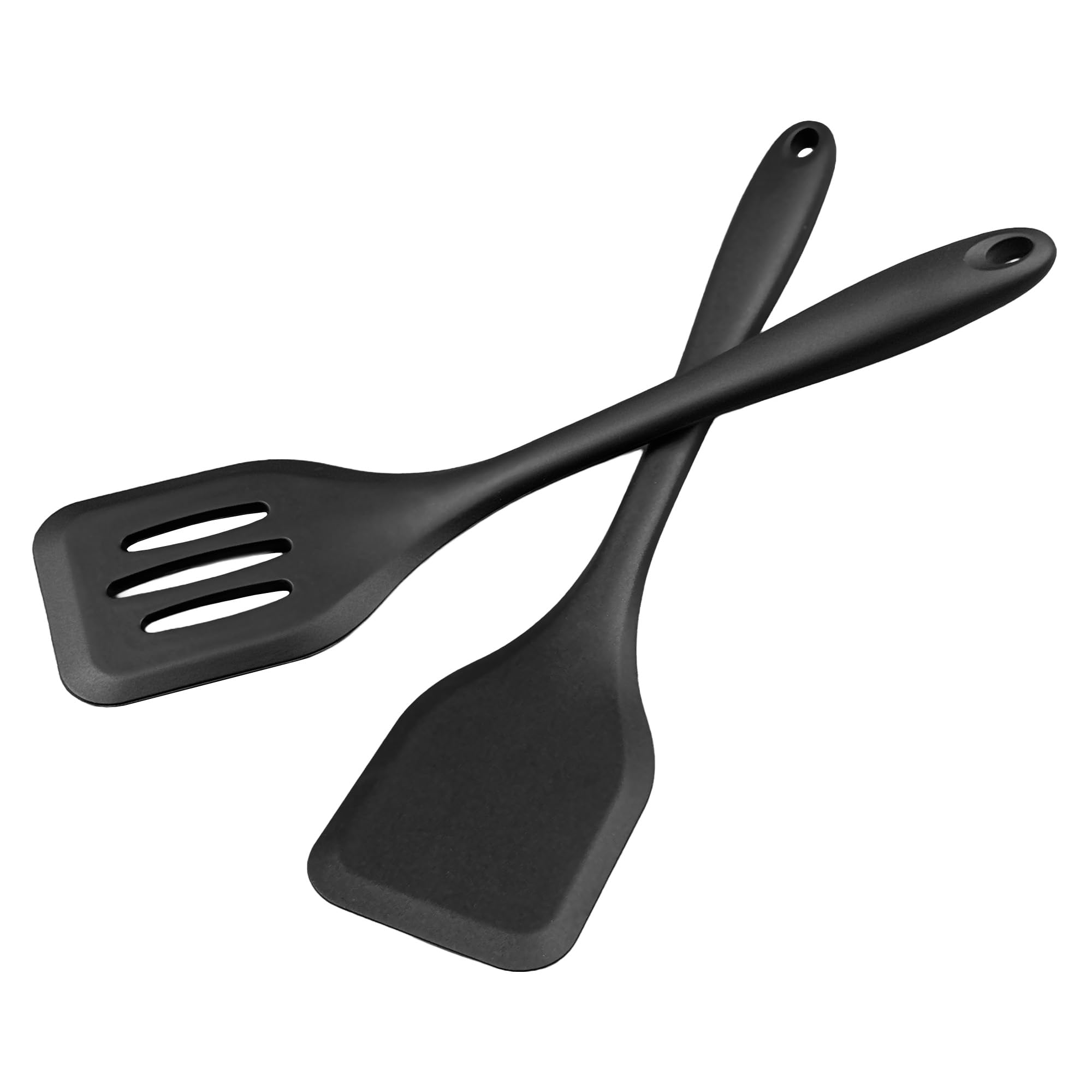 XiaoZu Silicone Spatula Set, Heat Resistant Solid & Slotted Turner, 11 IN