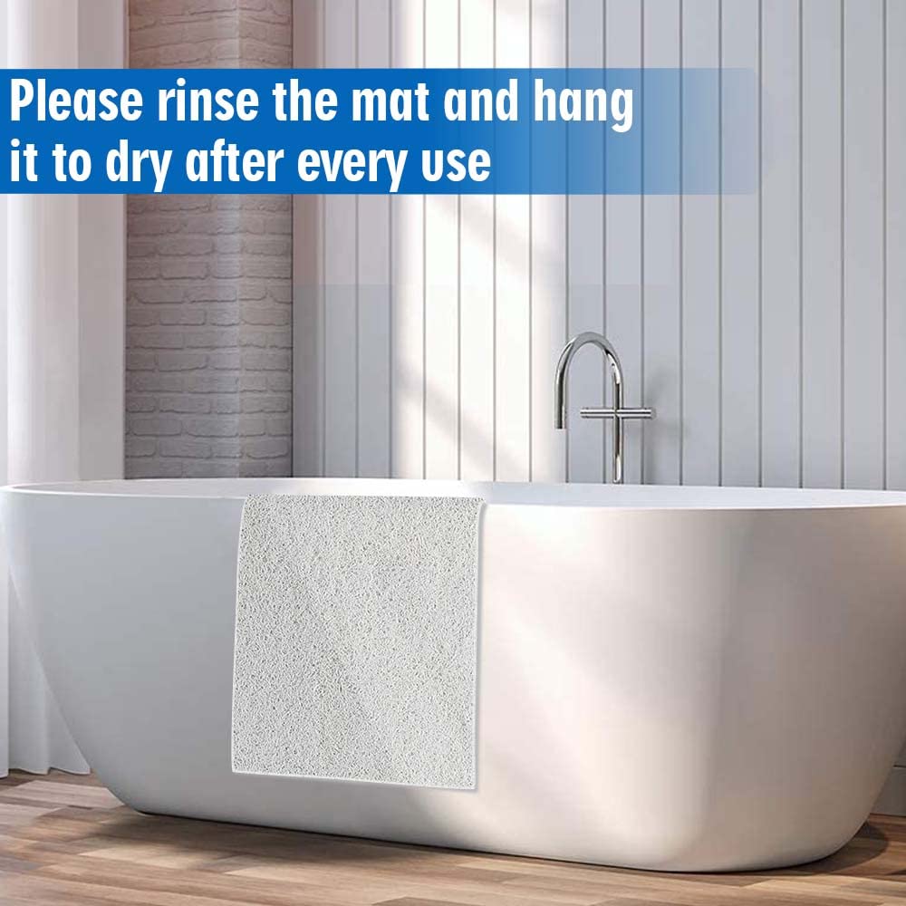Non Slip Bathtub Mat, 15.7   36 Inch, Pvc Loofah Bathroom Mats, Loofah Mats For Shower And Bathroom, Quick Drying, White
